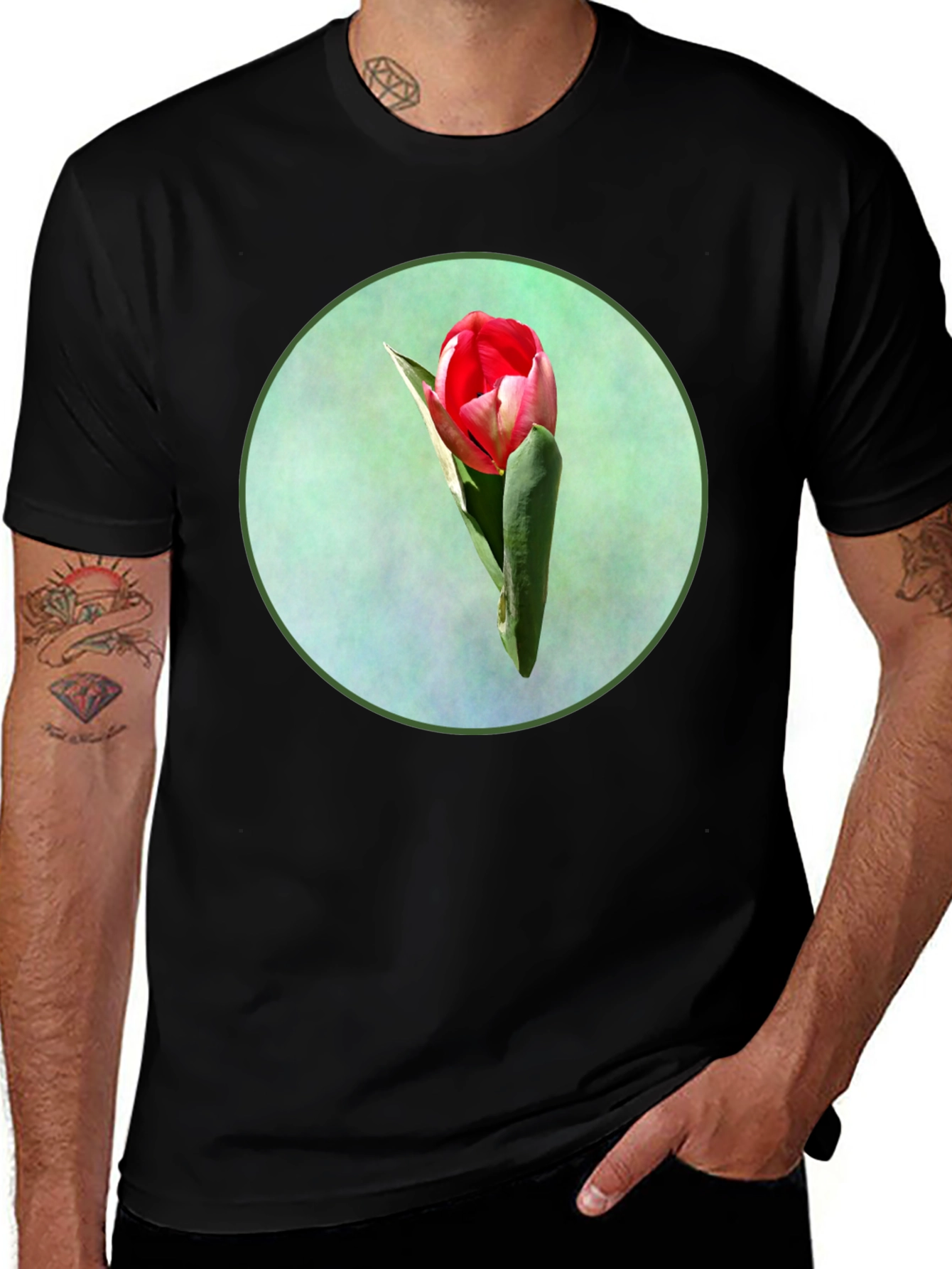 Variant 11 of Tulip Flower Graphic Tee - Casual Style