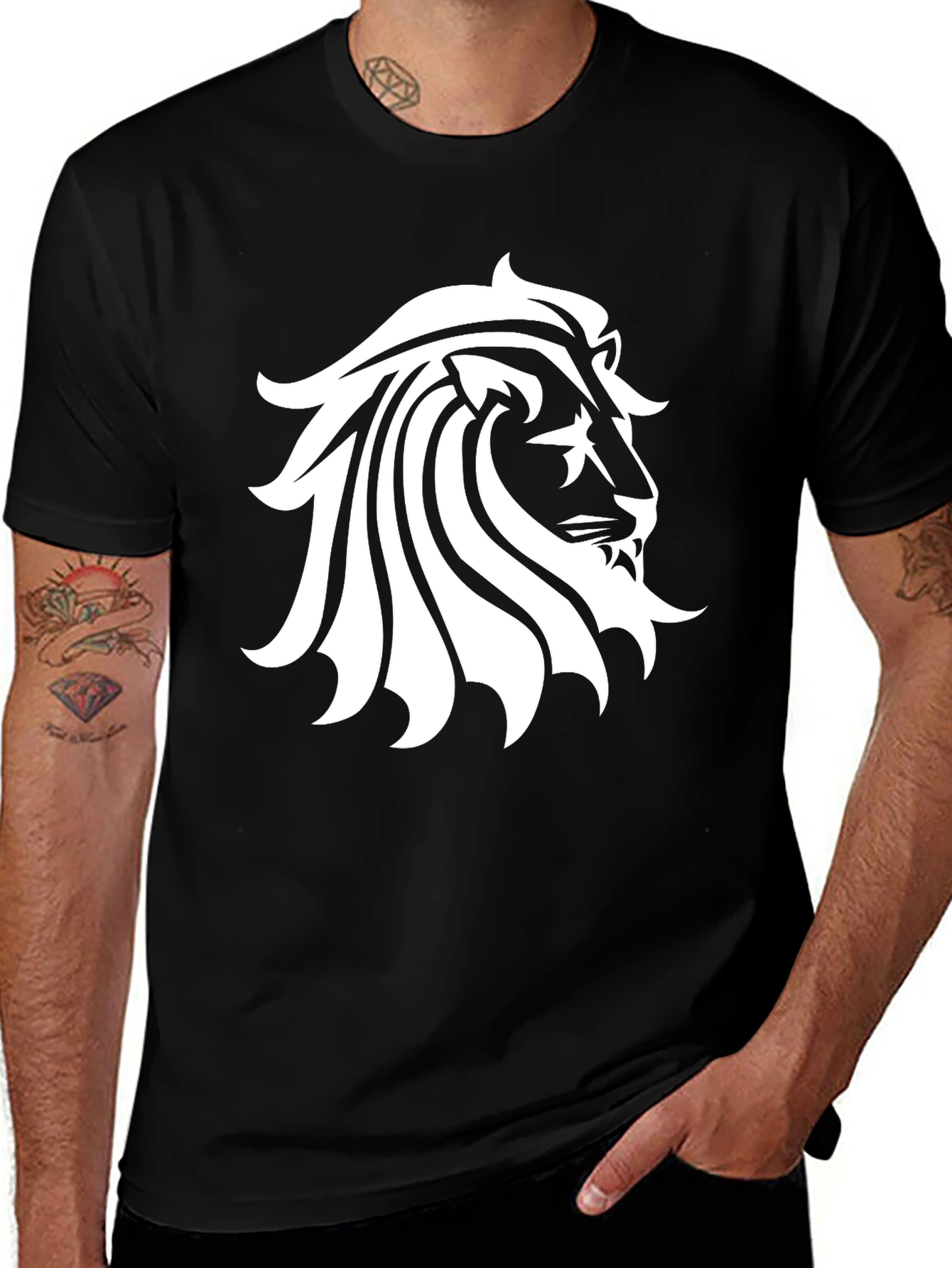 Variant 29 of Lion Graphic Black T-Shirt - Menswear