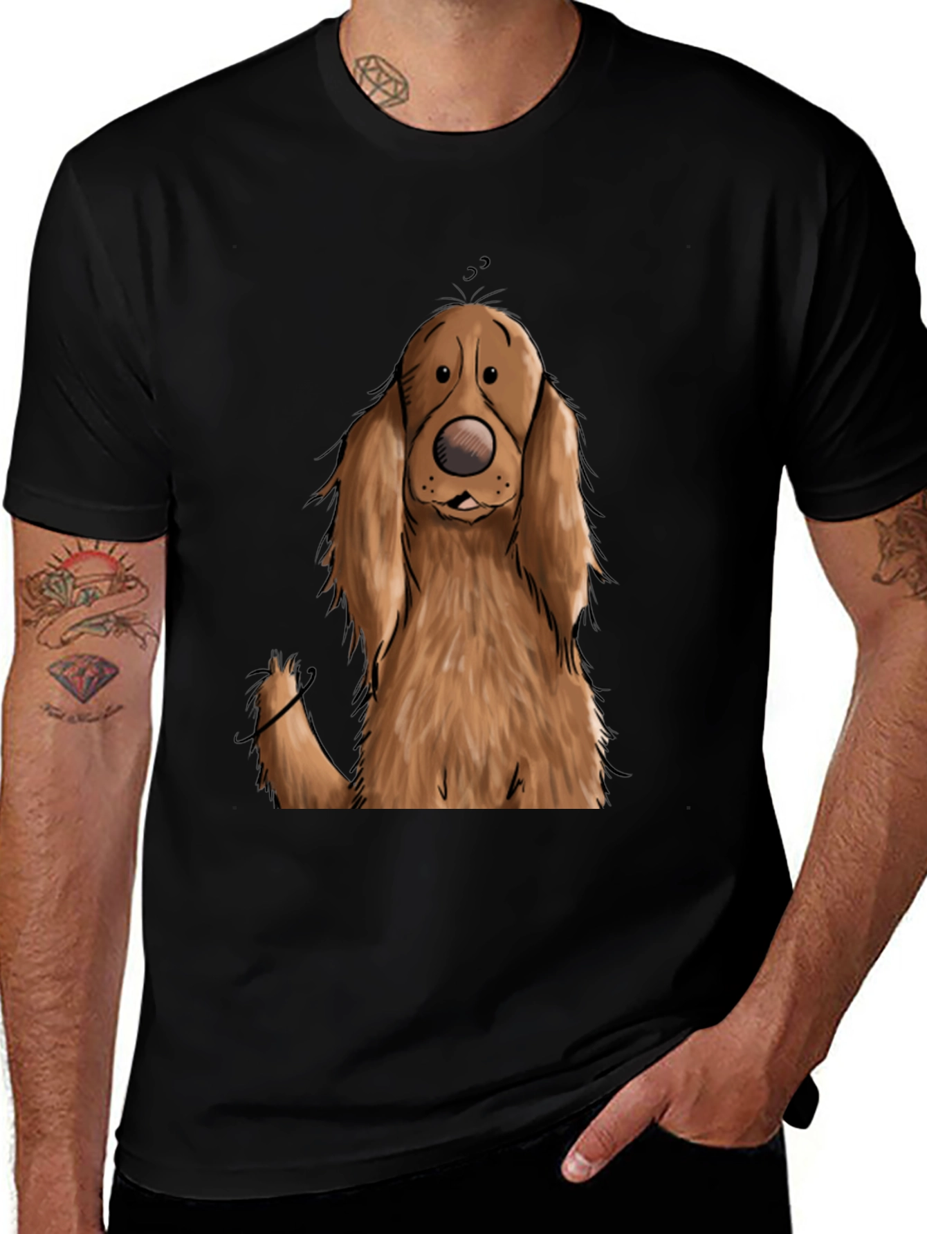 Variant 3 of Dog Cartoon Graphic Black T-Shirt