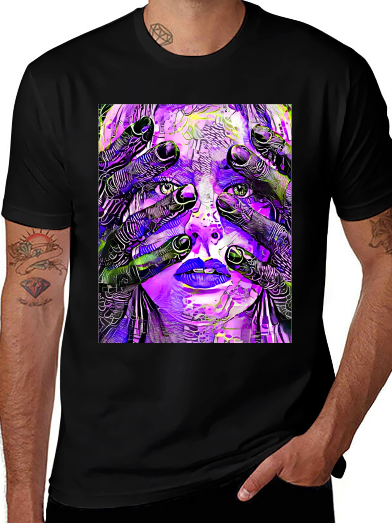 Variant 20 of Abstract Face Graphic Tee - Modern Art Shirt