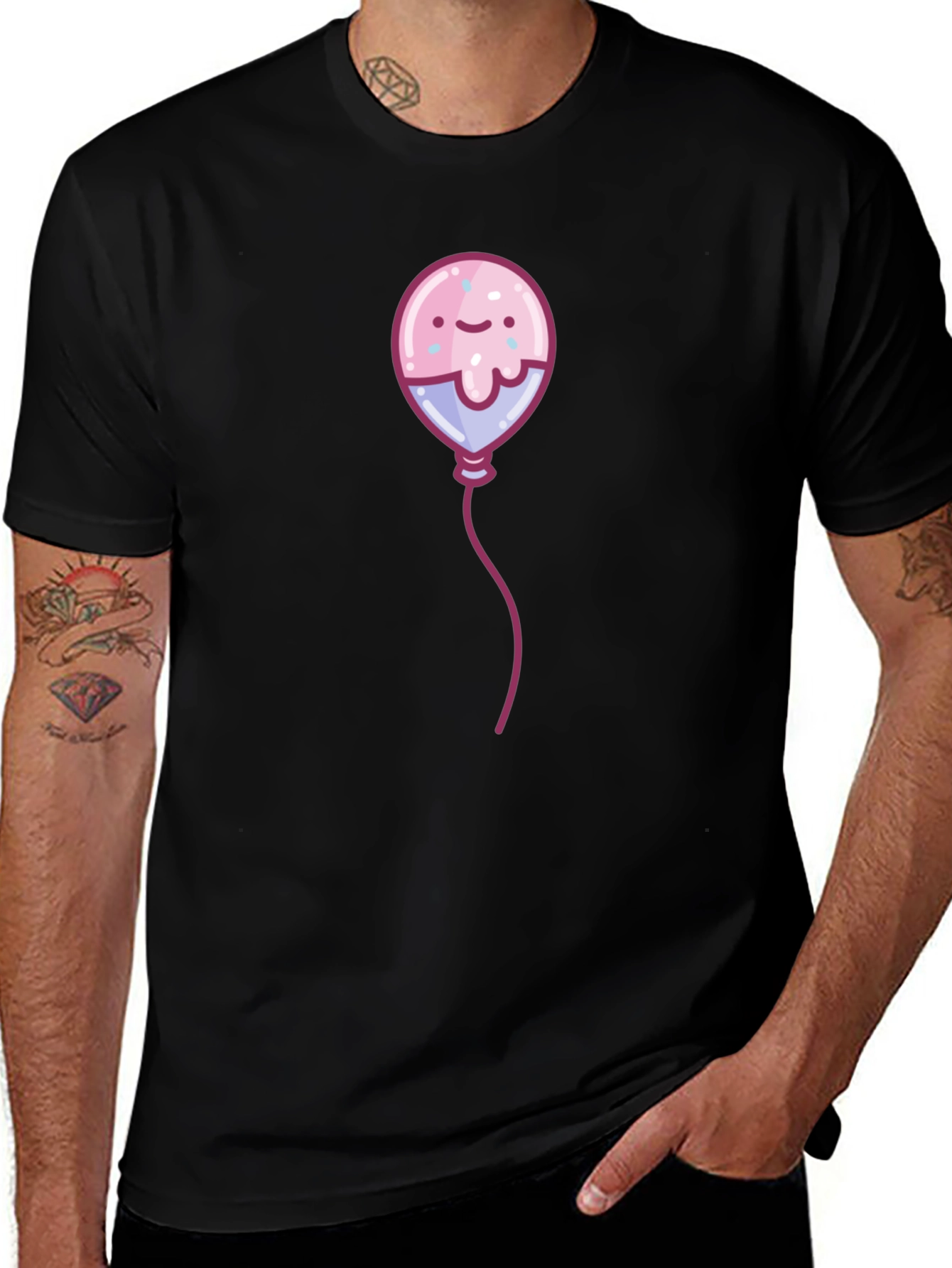 Variant 23 of Cute Balloon Graphic Tee - Soft Cotton Black T-Shirt