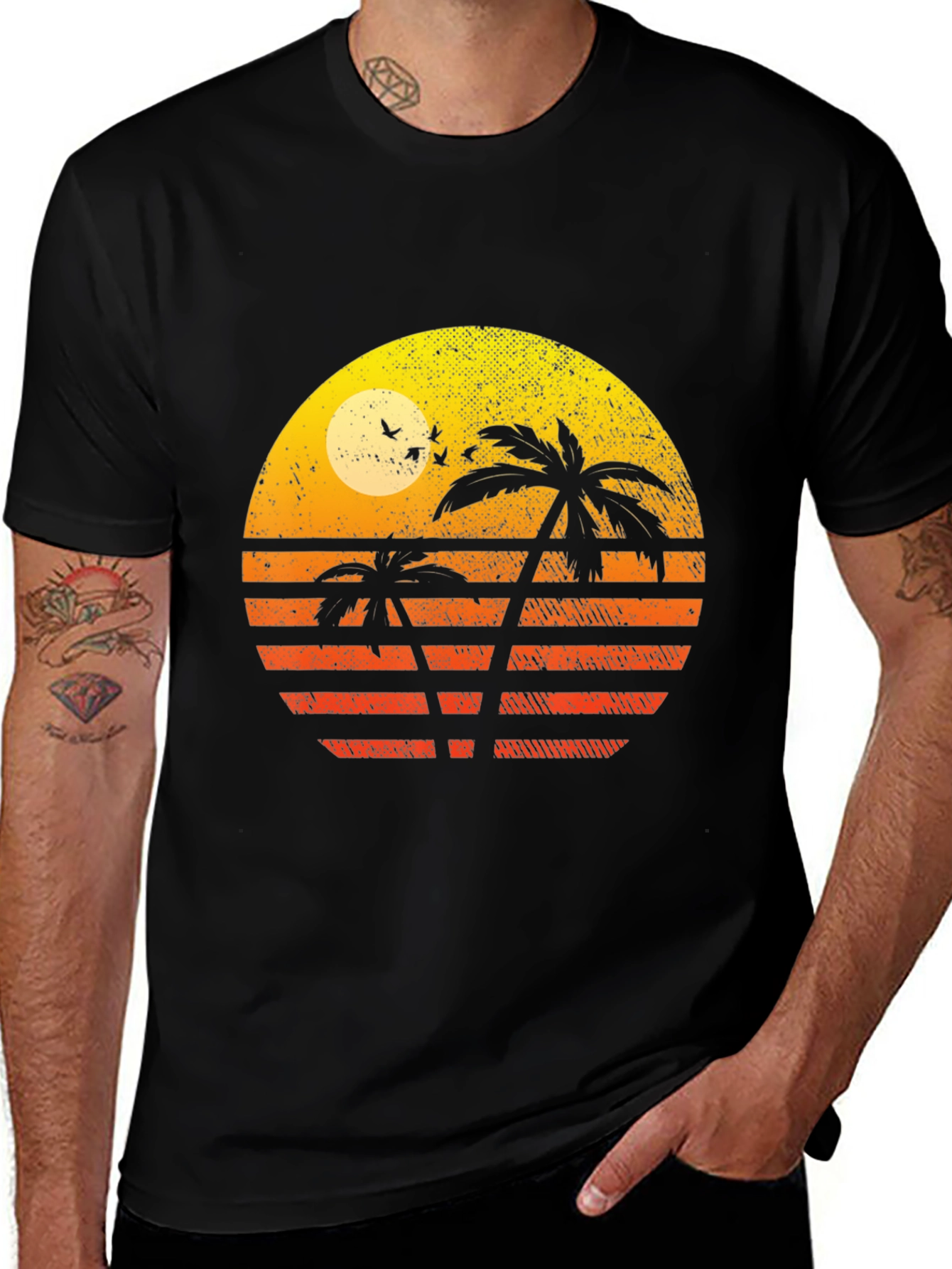 Variant 12 of Retro Sunset Palm Tree Graphic T-Shirt