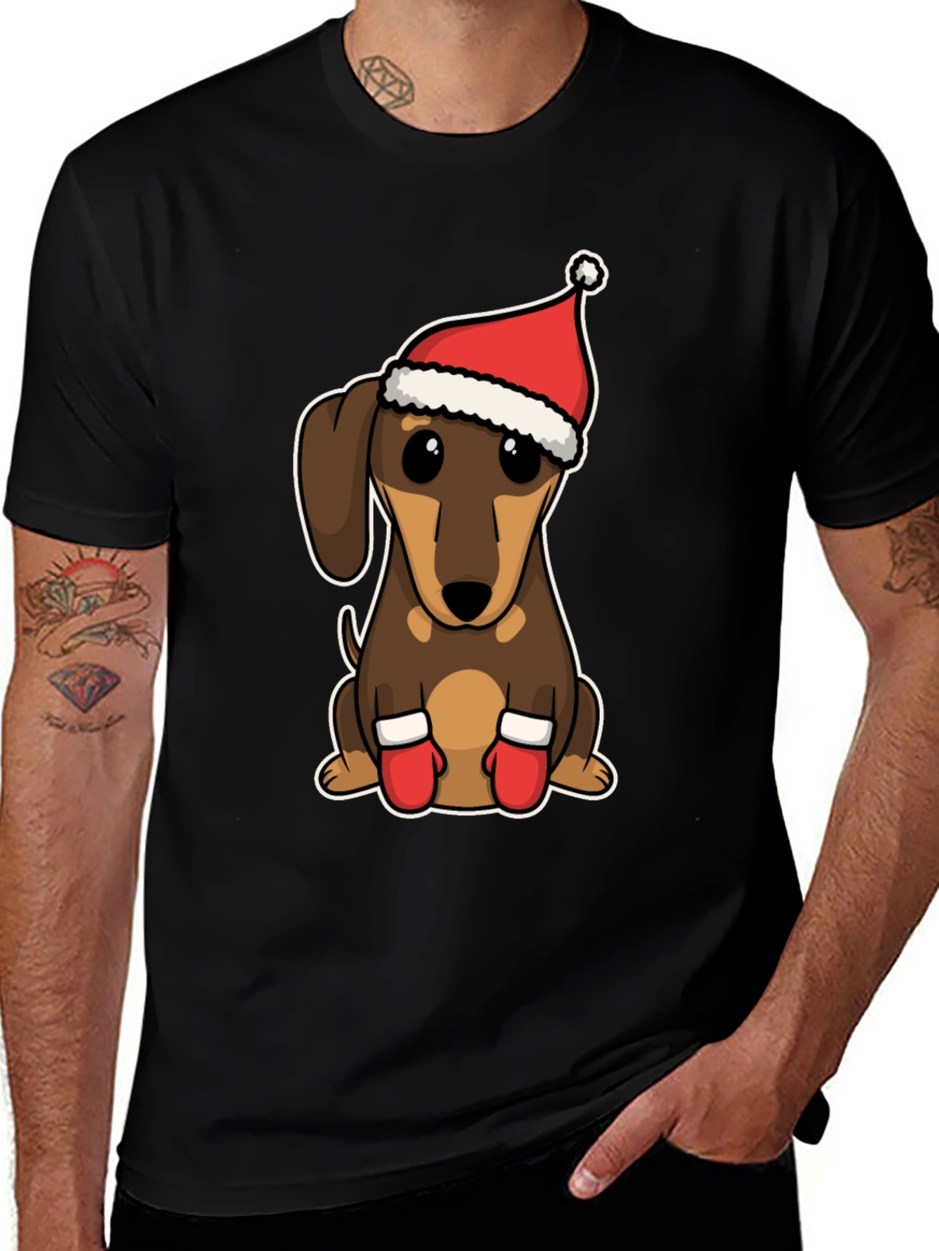 Variant 11 of Festive Dachshund Christmas T-Shirt