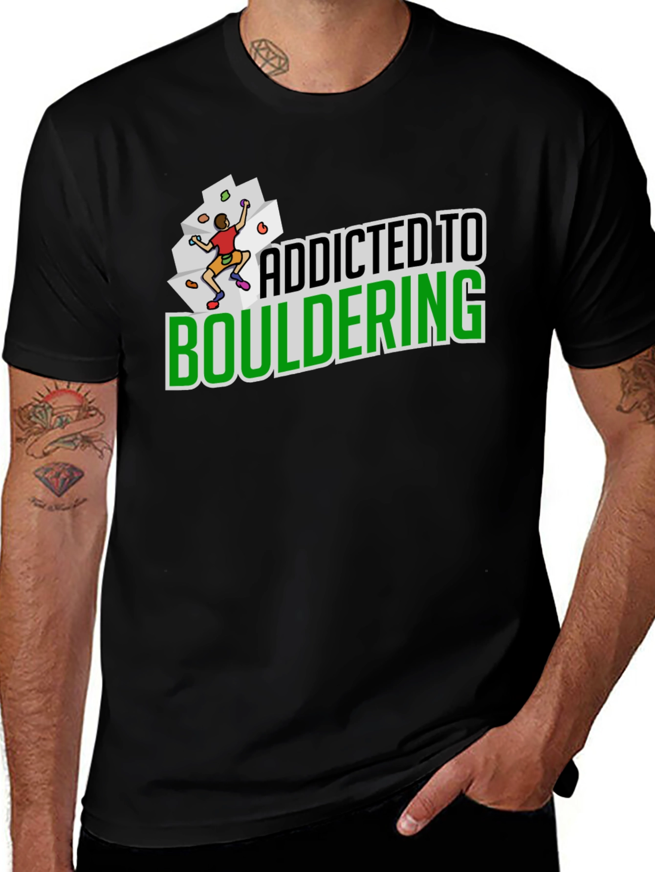 Black Addicted to Bouldering Black Graphic Tee main image
