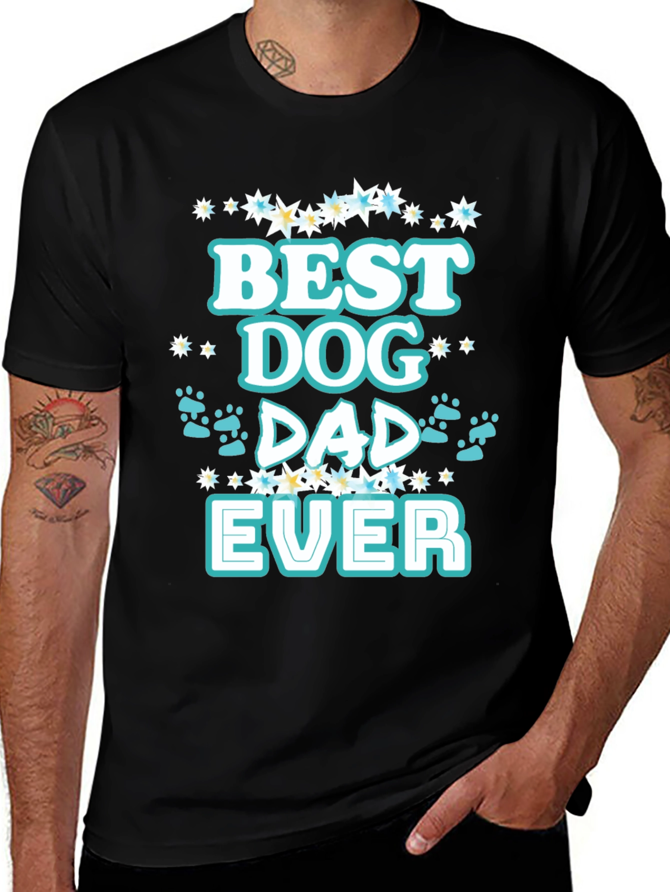 Variant 18 of Best Dog Dad Ever T-Shirt - Black Cotton Graphic Tee