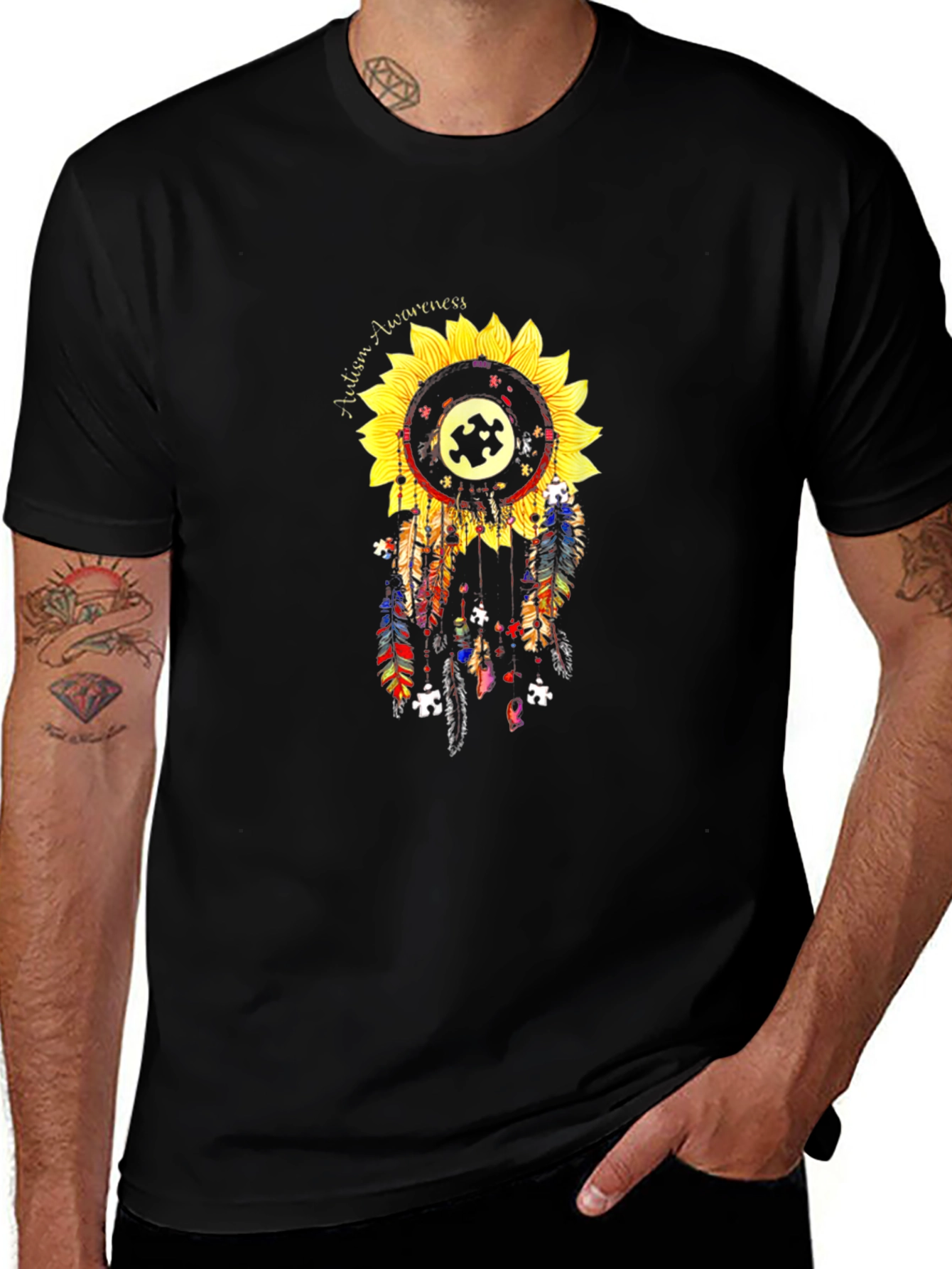 Variant 15 of Autism Awareness Sunflower Dreamcatcher Graphic Tee