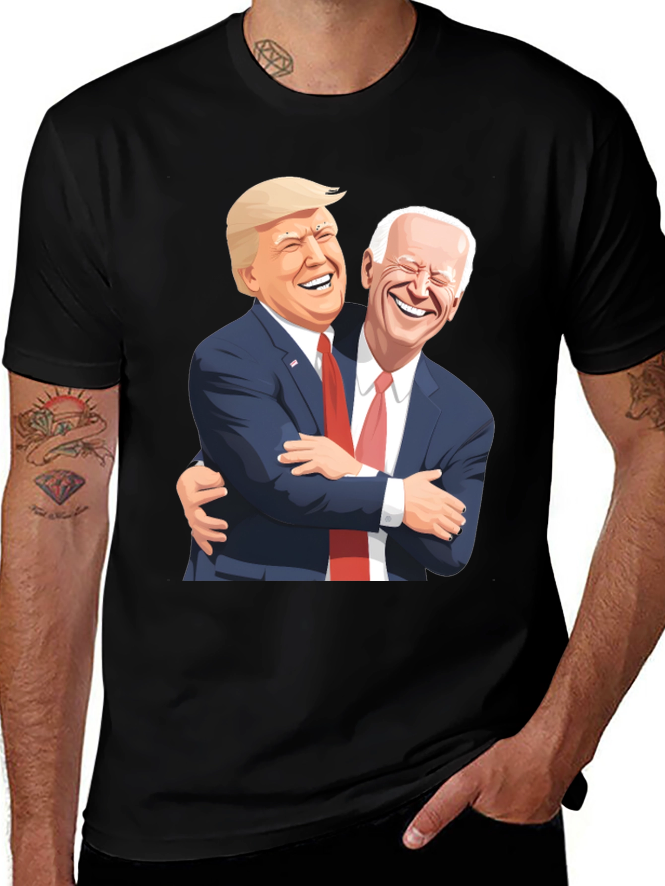 Variant 9 of Trump Biden Hug Graphic Tee - Funny Political Humor Shirt