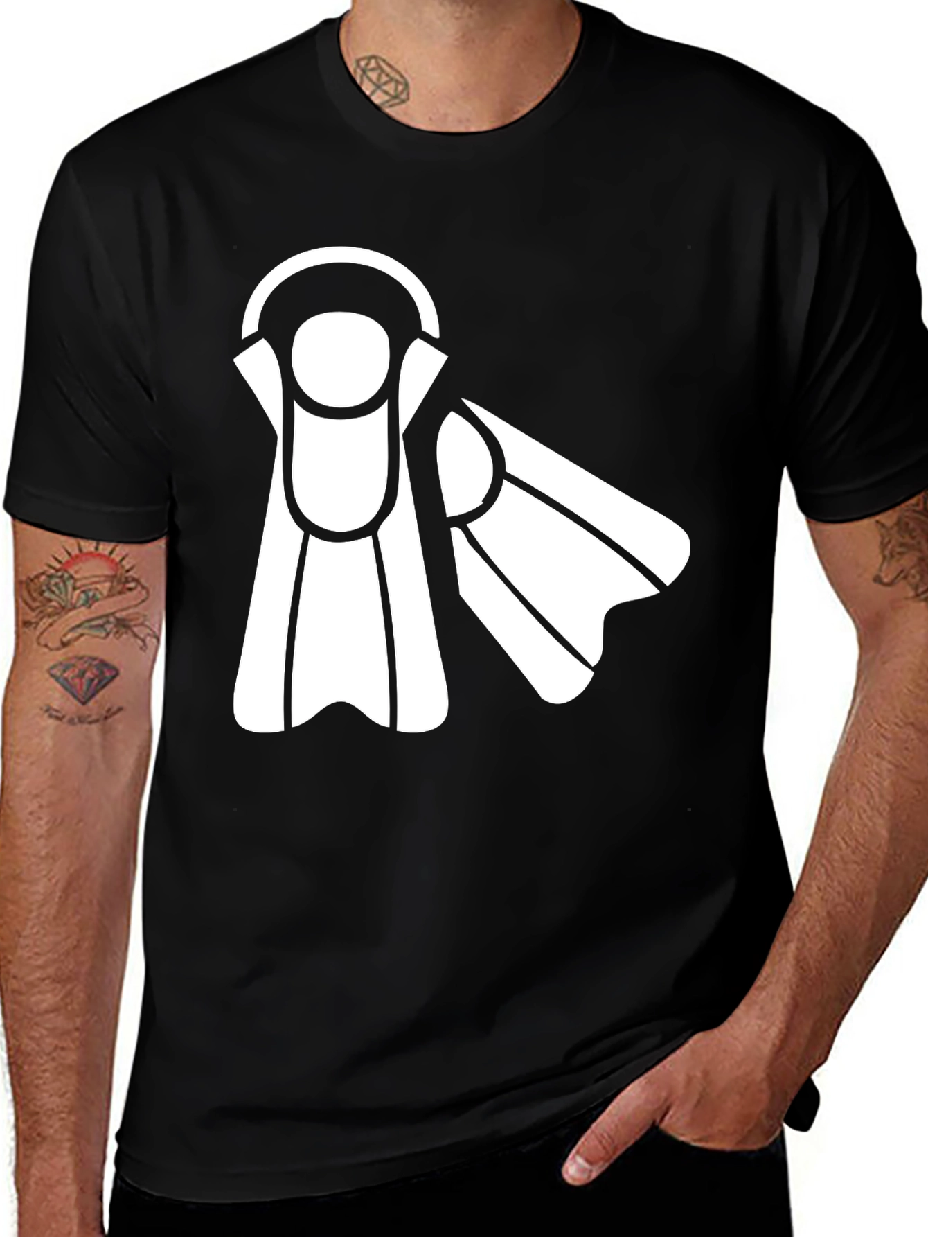 Variant 14 of Diving Fins Graphic Tee - Black