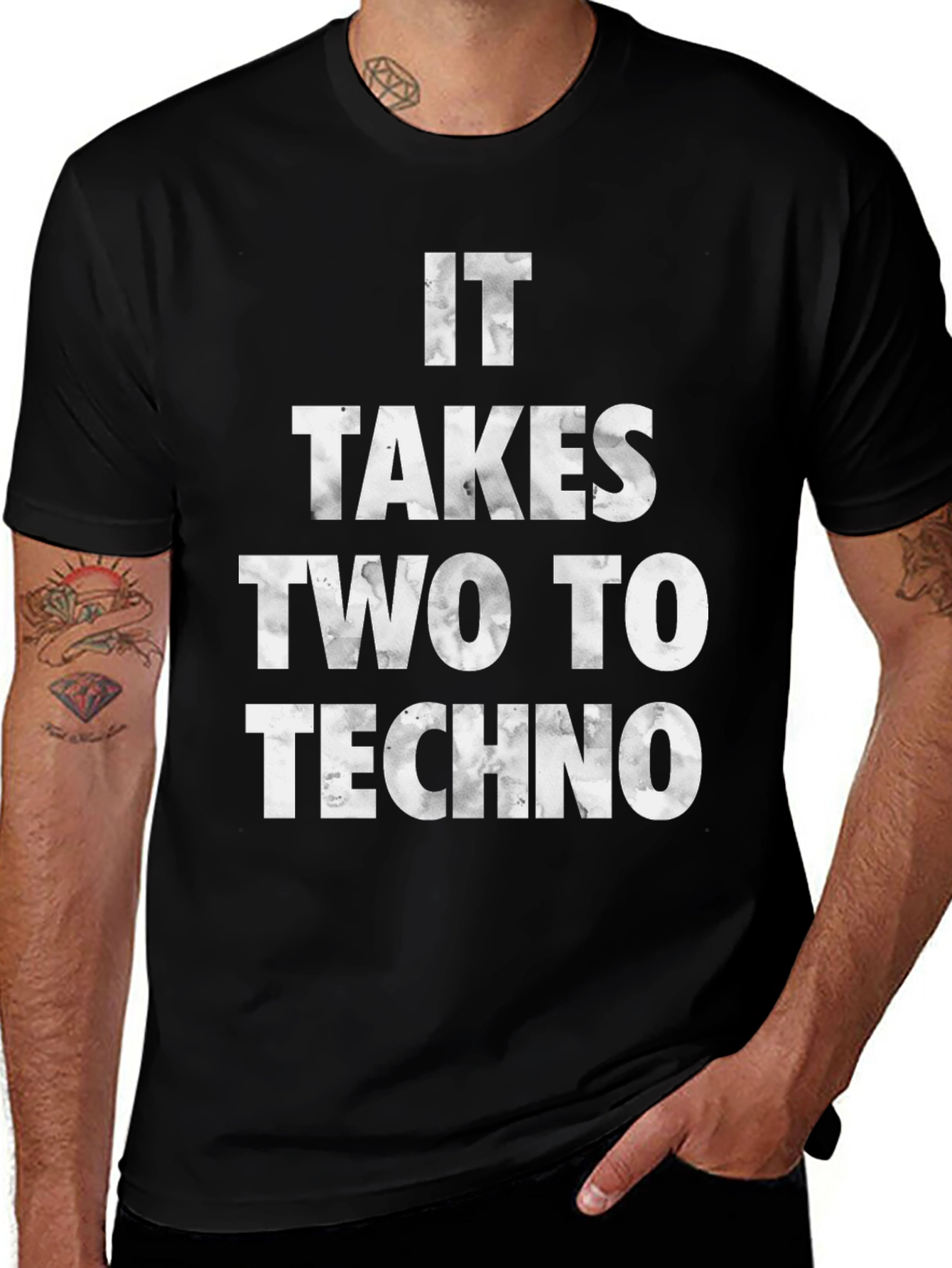 Variant 18 of It Takes Two to Techno Black Graphic Tee