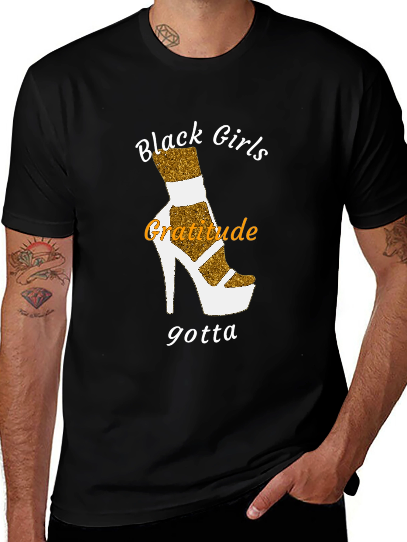 Variant 20 of Black Girls Gratitude Tee - High Heel Graphic T-Shirt