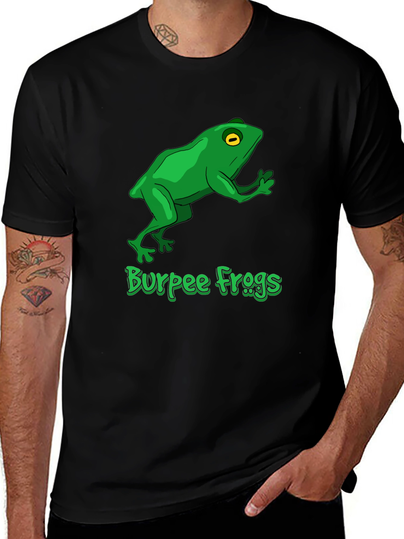 Variant 25 of Burpee Frogs Graphic Tee - Black Cotton T-Shirt