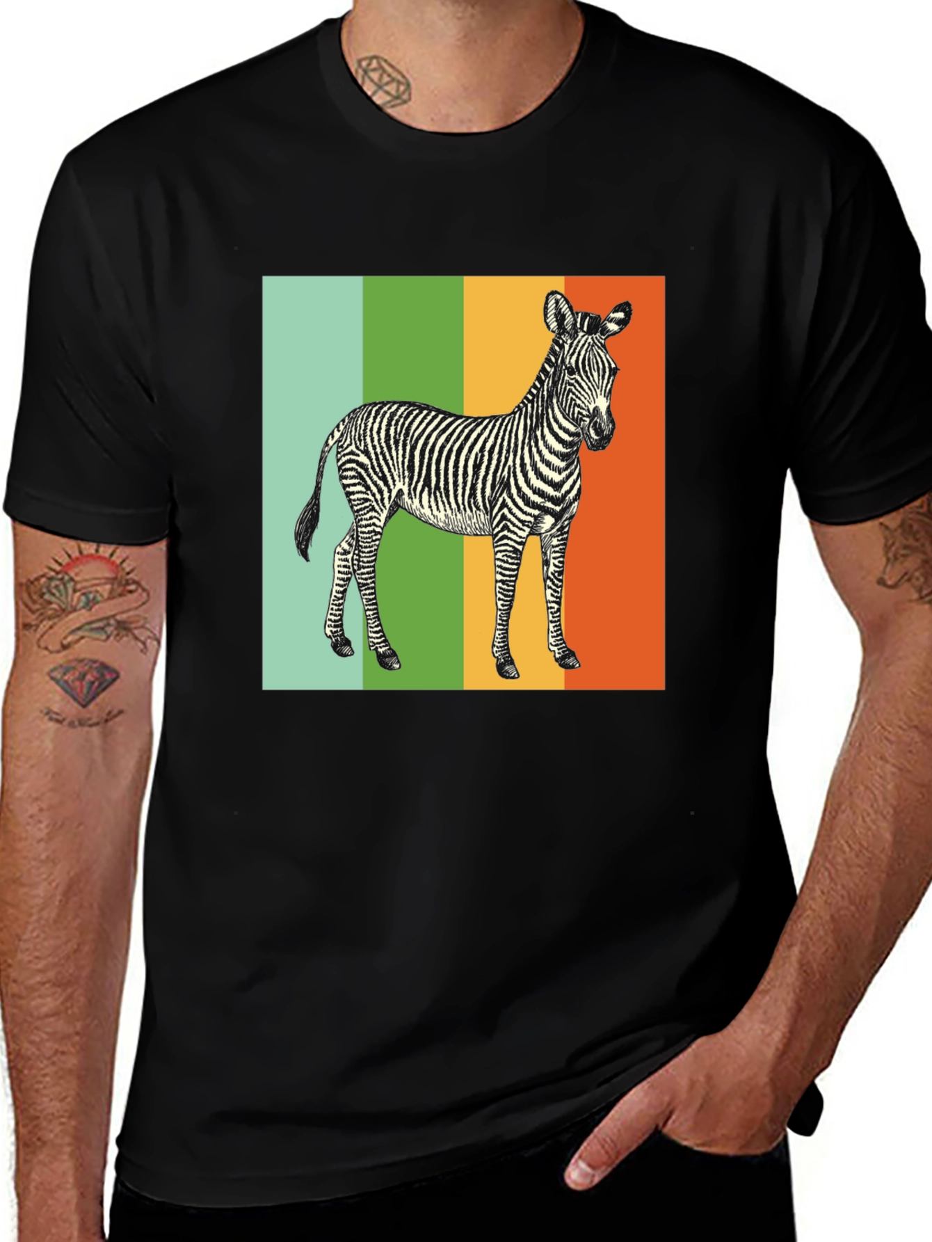 Variant 13 of Retro Zebra Graphic Tee - Unique Animal Print Shirt