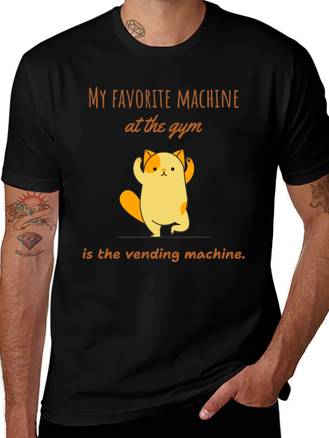 Variant 17 of Gym Humor T-Shirt - Vending Machine Cat