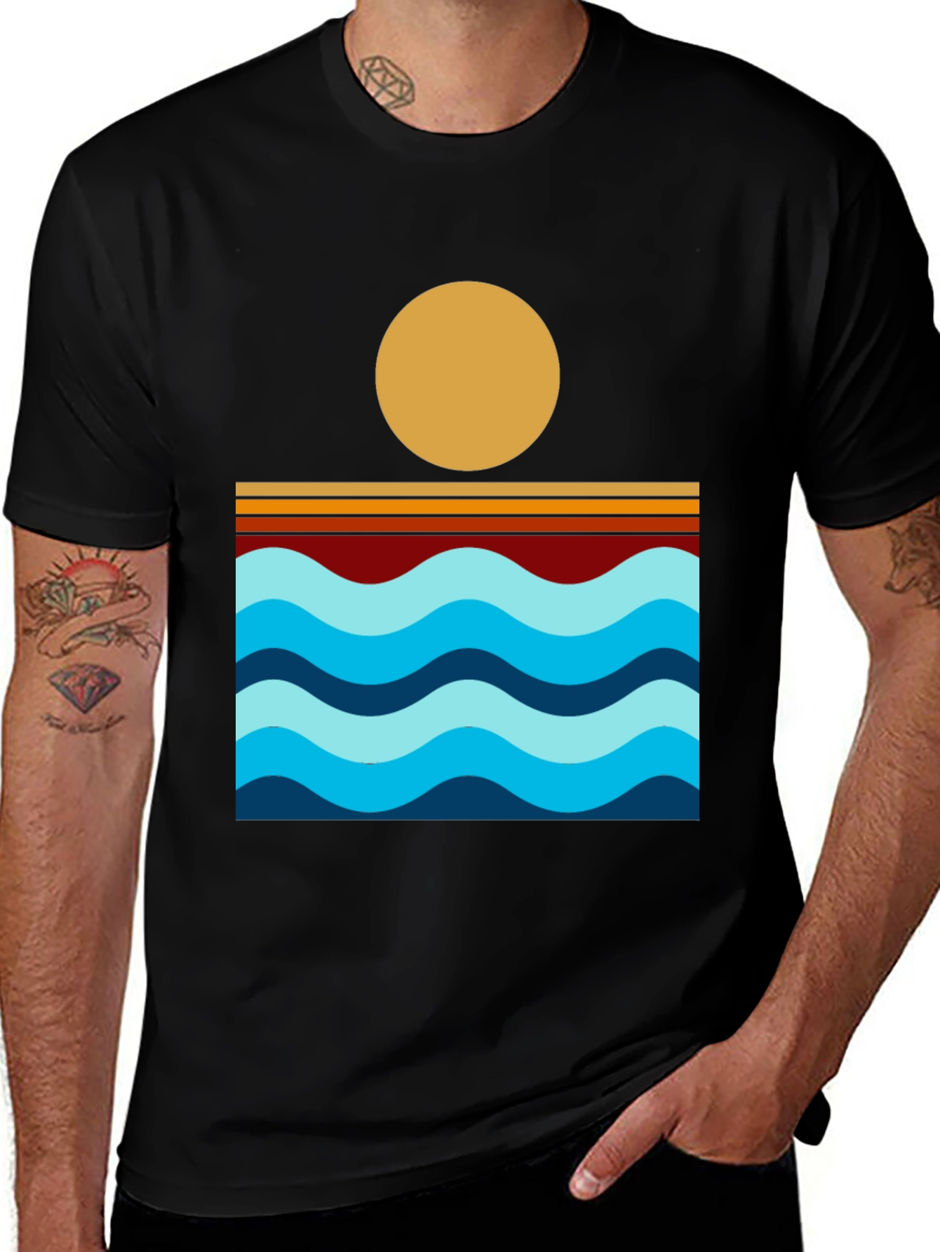 Variant 11 of Retro Sunset Waves Graphic Tee