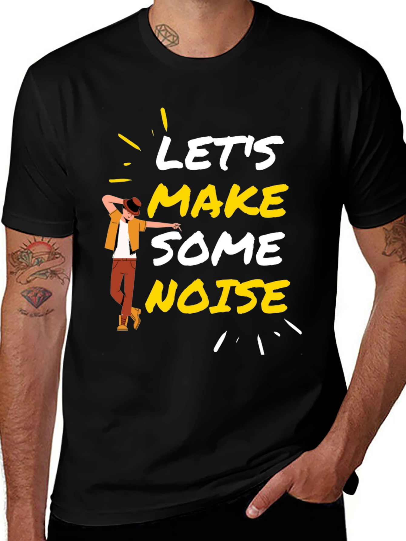 Variant 30 of Let's Make Some Noise Black Graphic Tee