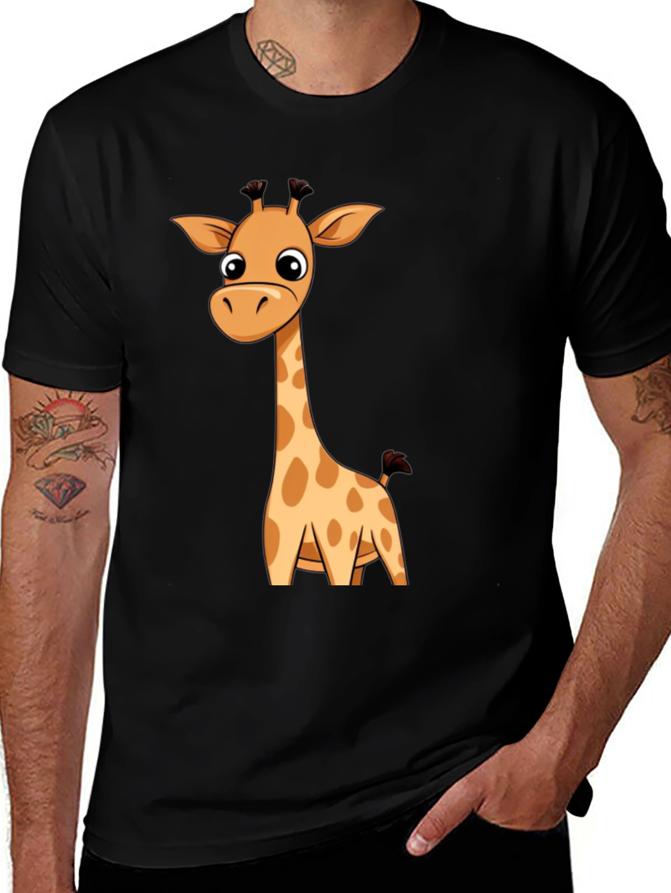 Black Giraffe Graphic Print T-Shirt main image