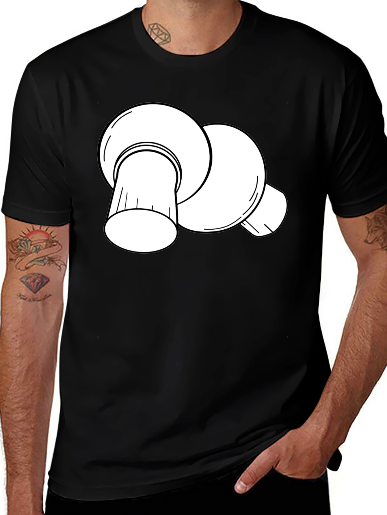 Variant 27 of Mushroom Graphic T-Shirt - Black Cotton Tee