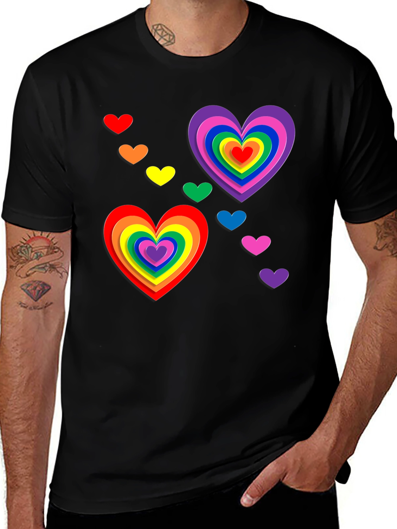Variant 20 of Rainbow Hearts Graphic Tee - Pride Month T-Shirt