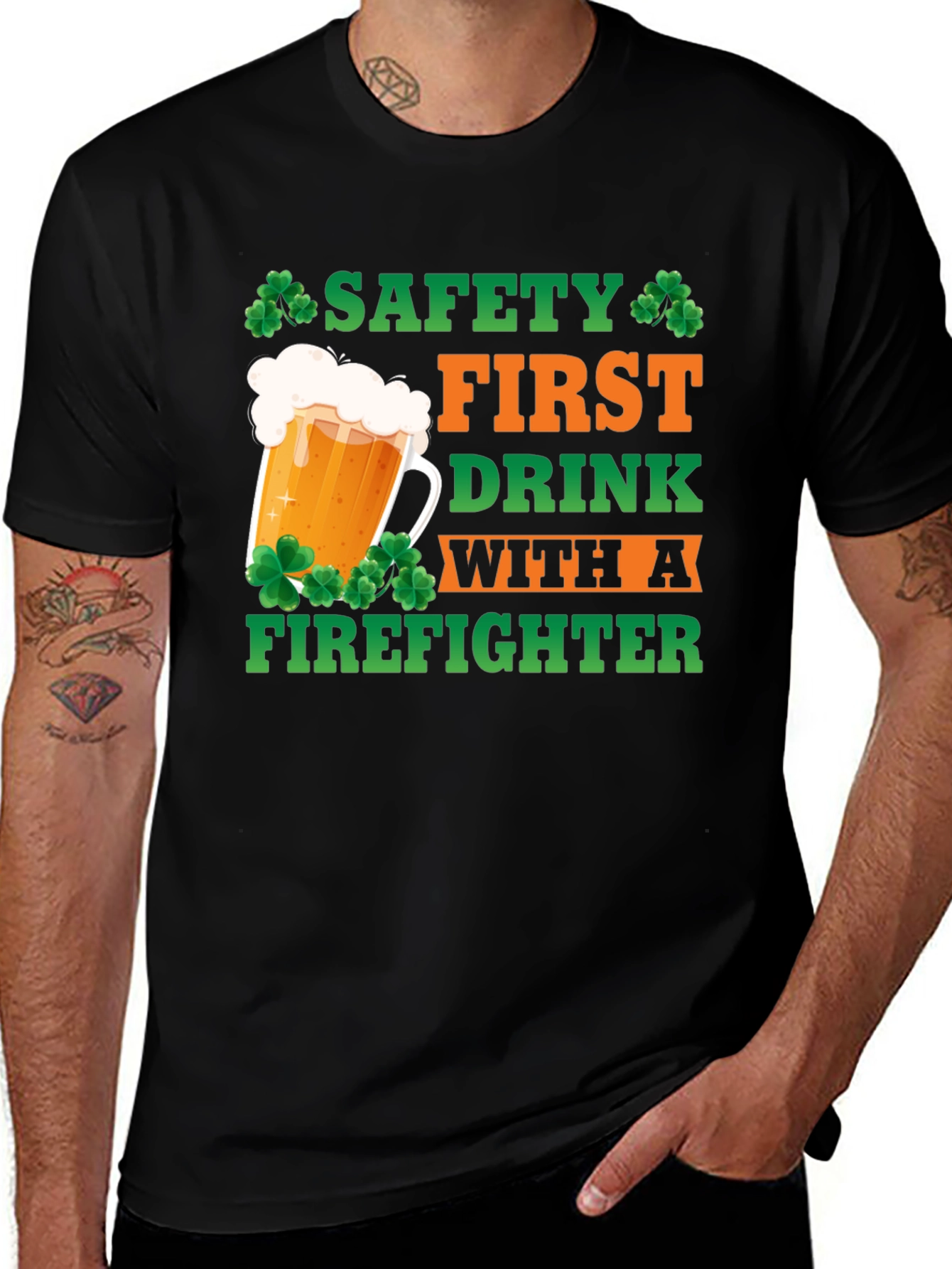 Safety First Firefighter St. Patrick's Day T-Shirt