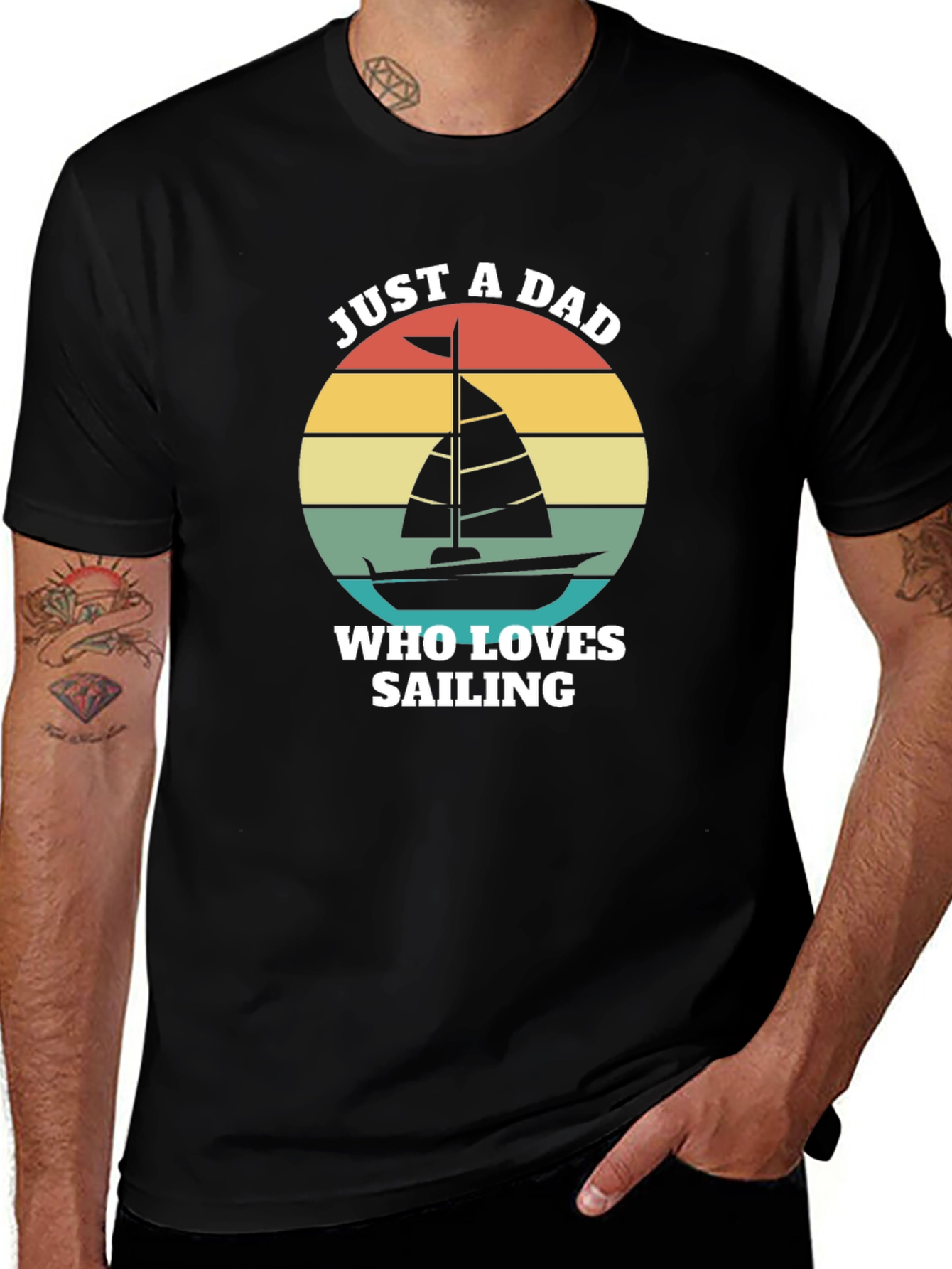 Variant 19 of Just A Dad Who Loves Sailing Graphic T-Shirt