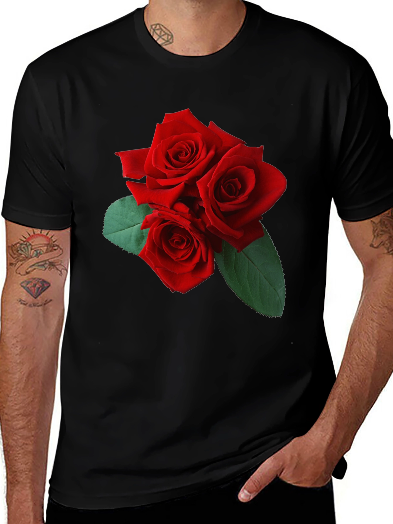Variant 27 of Red Rose T-Shirt - Floral Graphic Tee