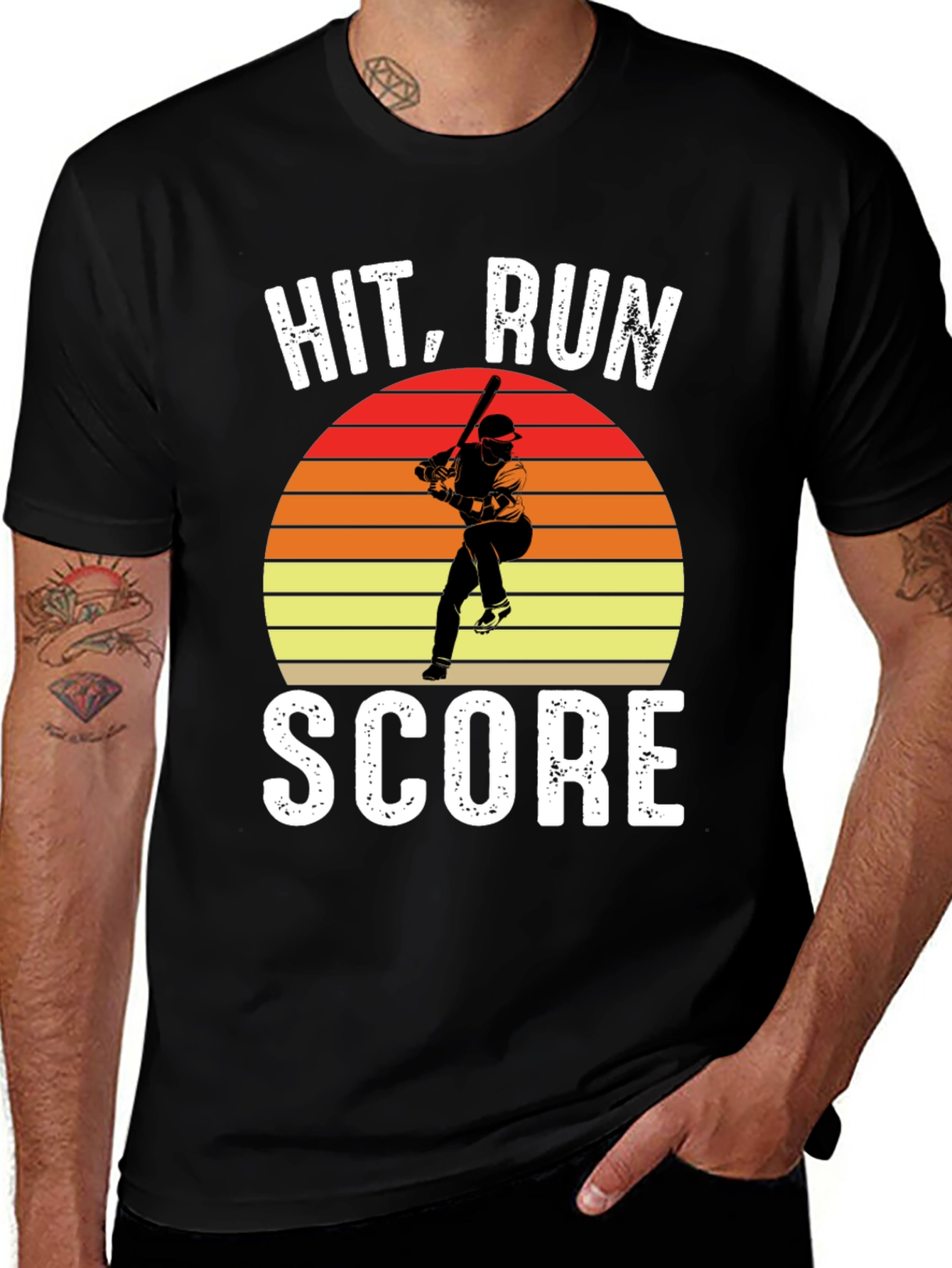 Variant 25 of Hit, Run, Score Baseball Graphic Tee