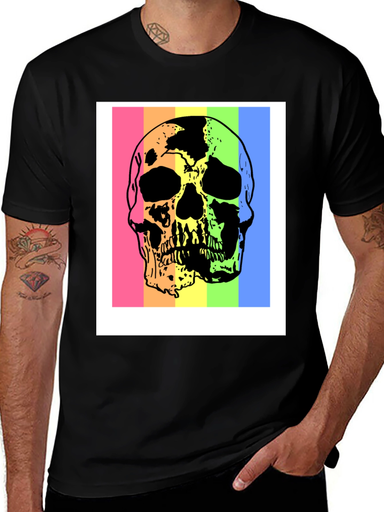 Variant 8 of Skull Rainbow Graphic Print T-Shirt