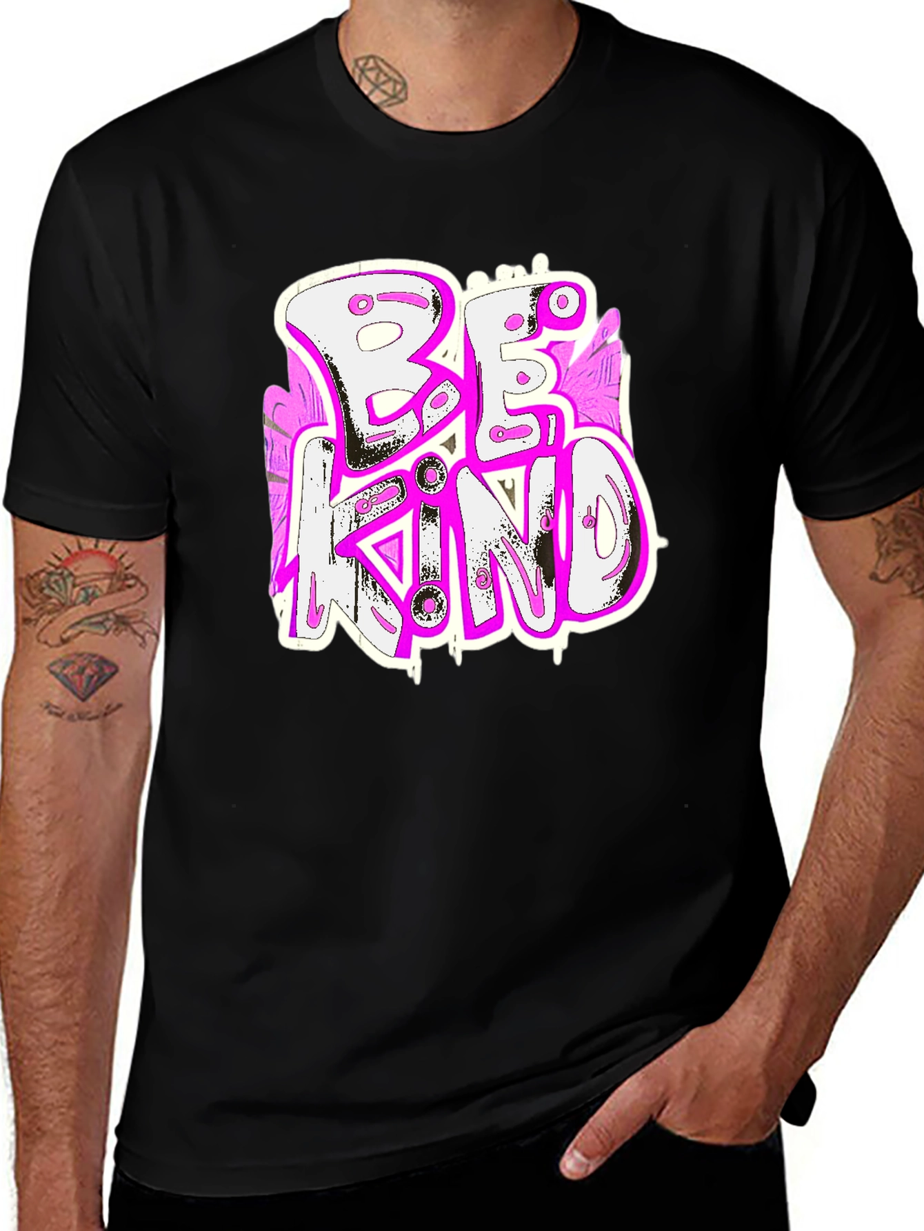 Variant 22 of Be Kind Graphic Tee - Stylish Men's Black T-Shirt