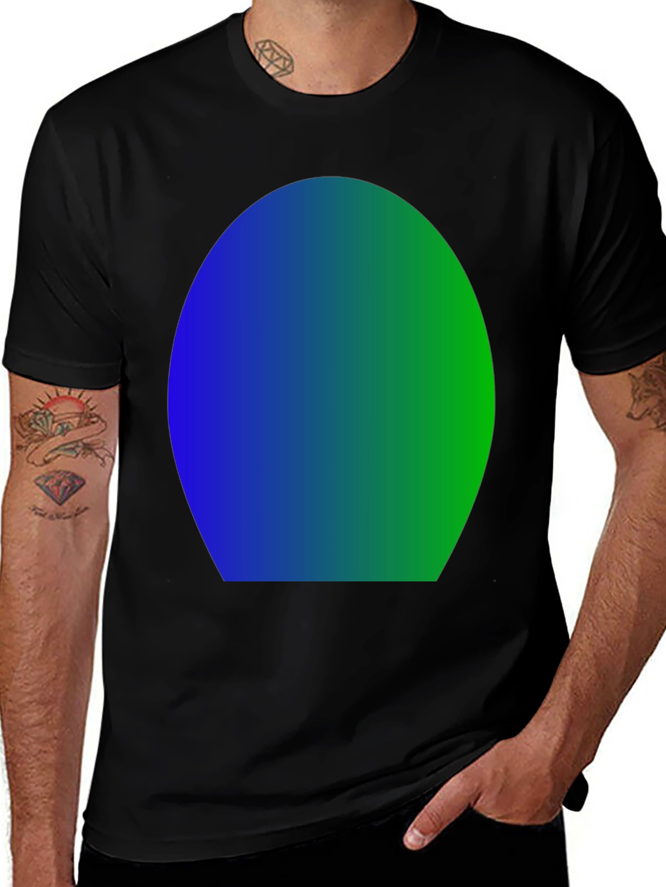 Gradient Oval Black T-Shirt