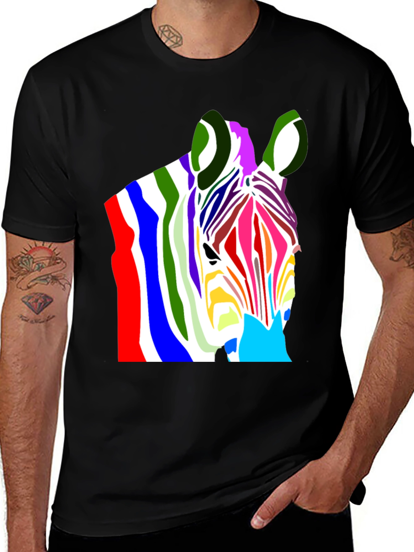 Variant 18 of Colorful Zebra Graphic T-Shirt