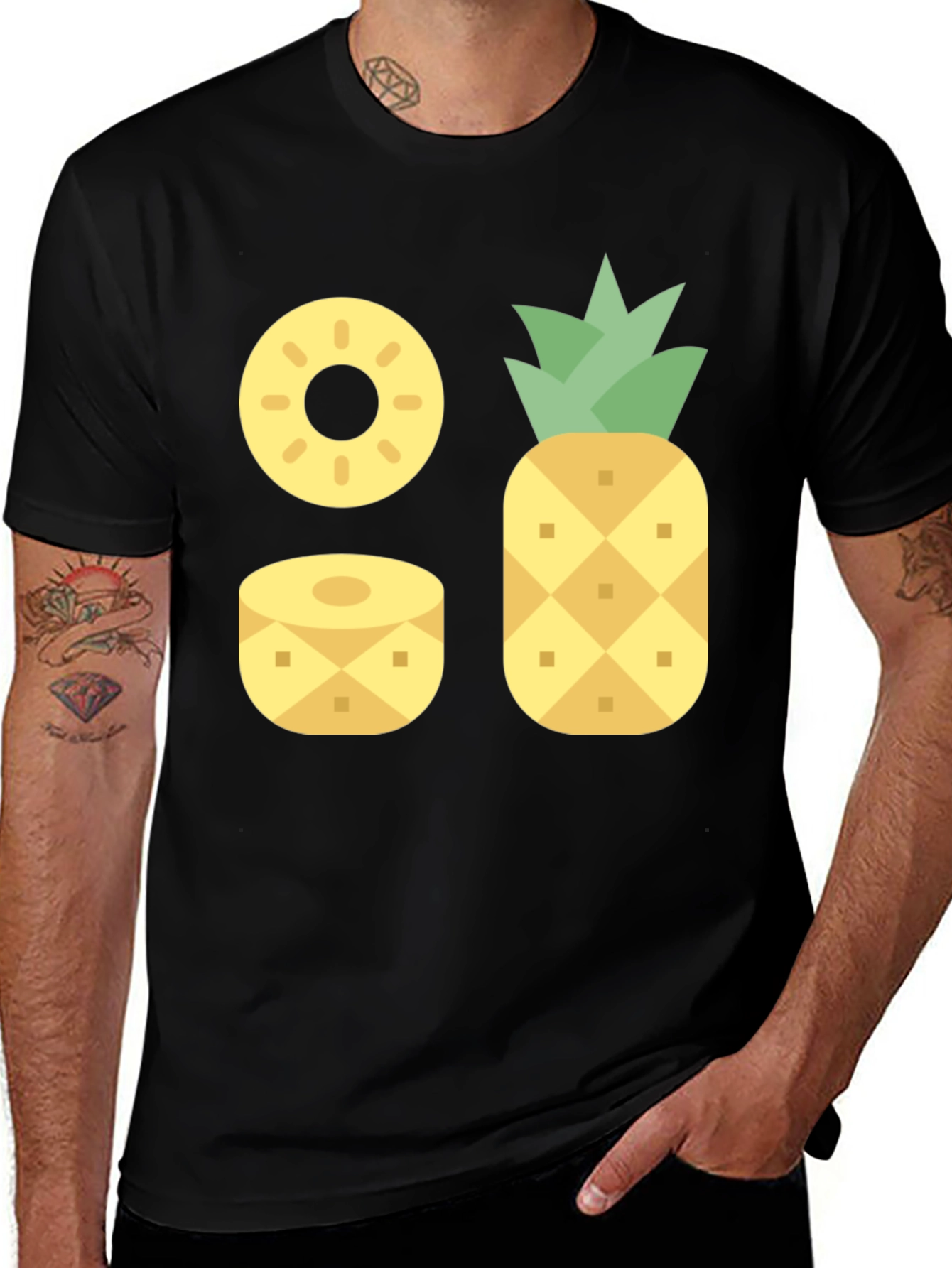 Variant 23 of Pineapple Graphic Black T-Shirt