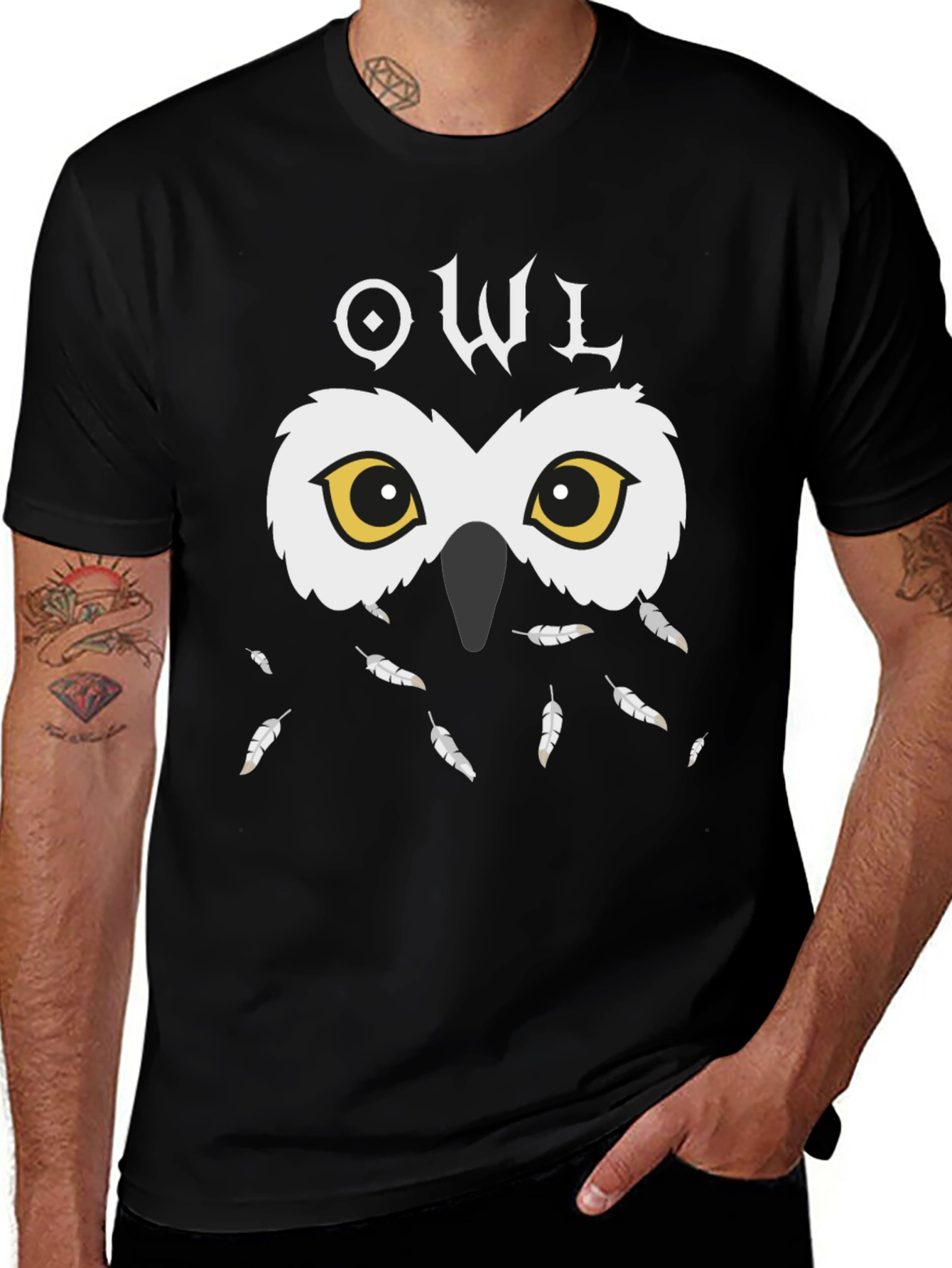 Variant 10 of Owl Graphic Black T-Shirt - Unique Design