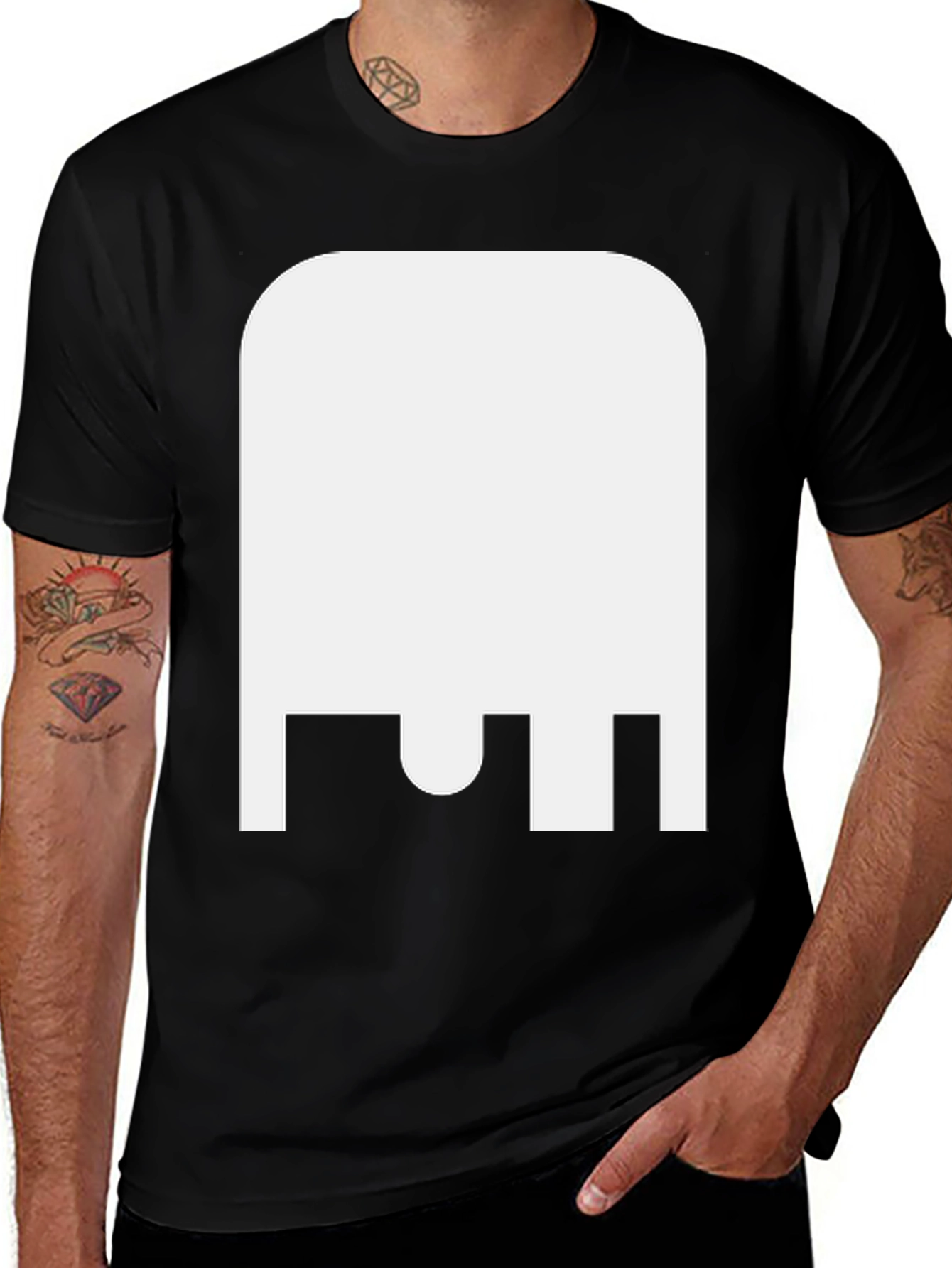 Variant 22 of Abstract White Graphic Print Black T-Shirt