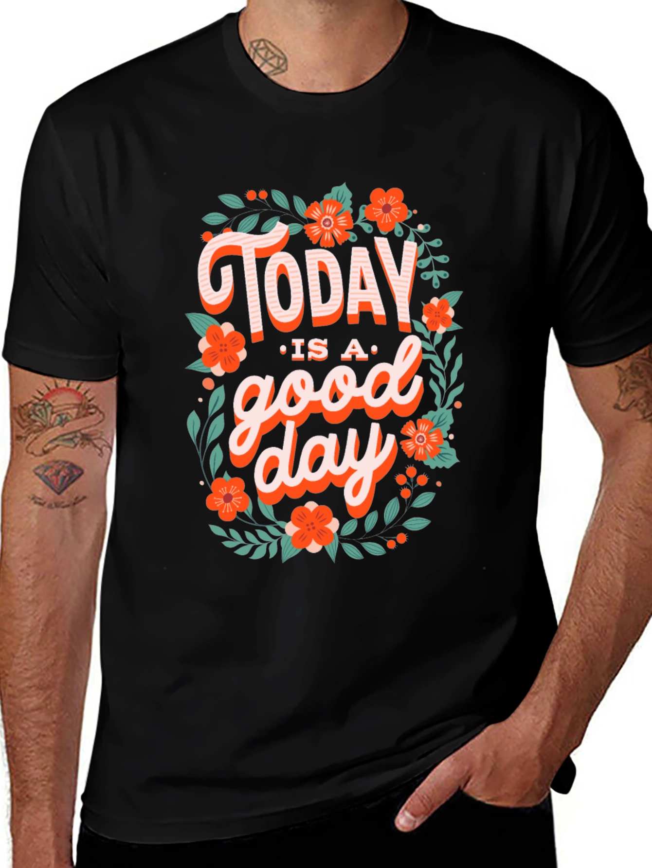 Variant 26 of Today Is A Good Day Graphic Tee - Positive Vibes Black T-Shirt