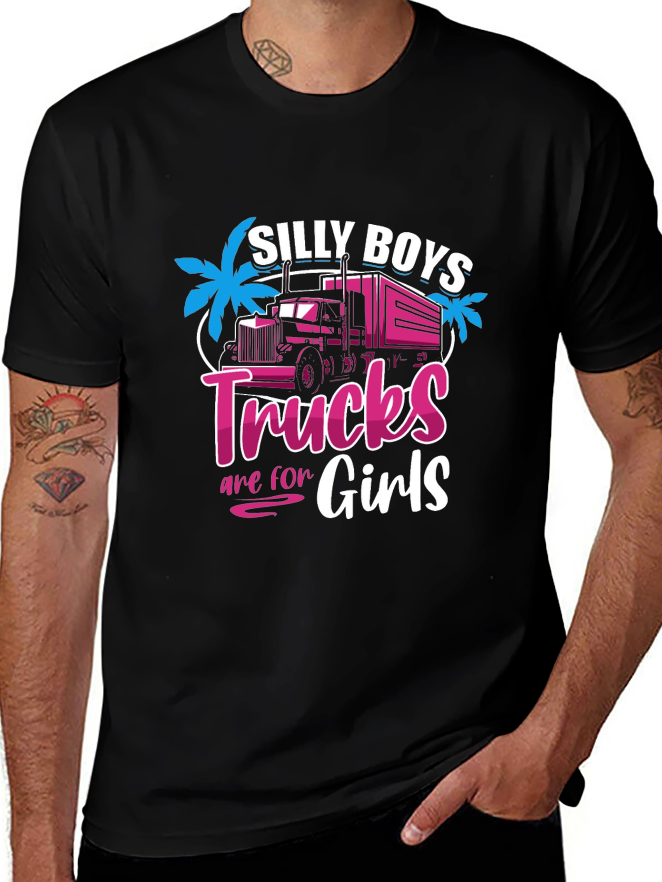 Variant 22 of Silly Boys Trucks Are For Girls Black T-Shirt