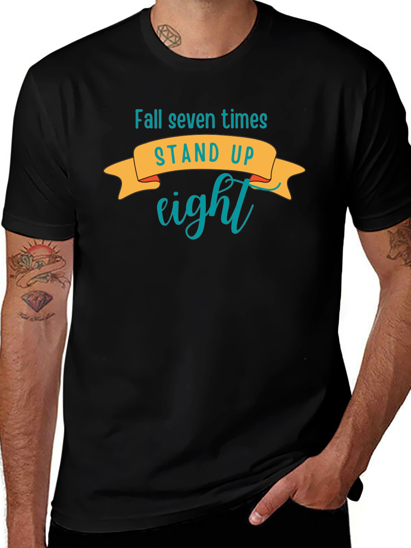 Variant 9 of Motivational T-Shirt: Fall Seven Times Stand Up Eight