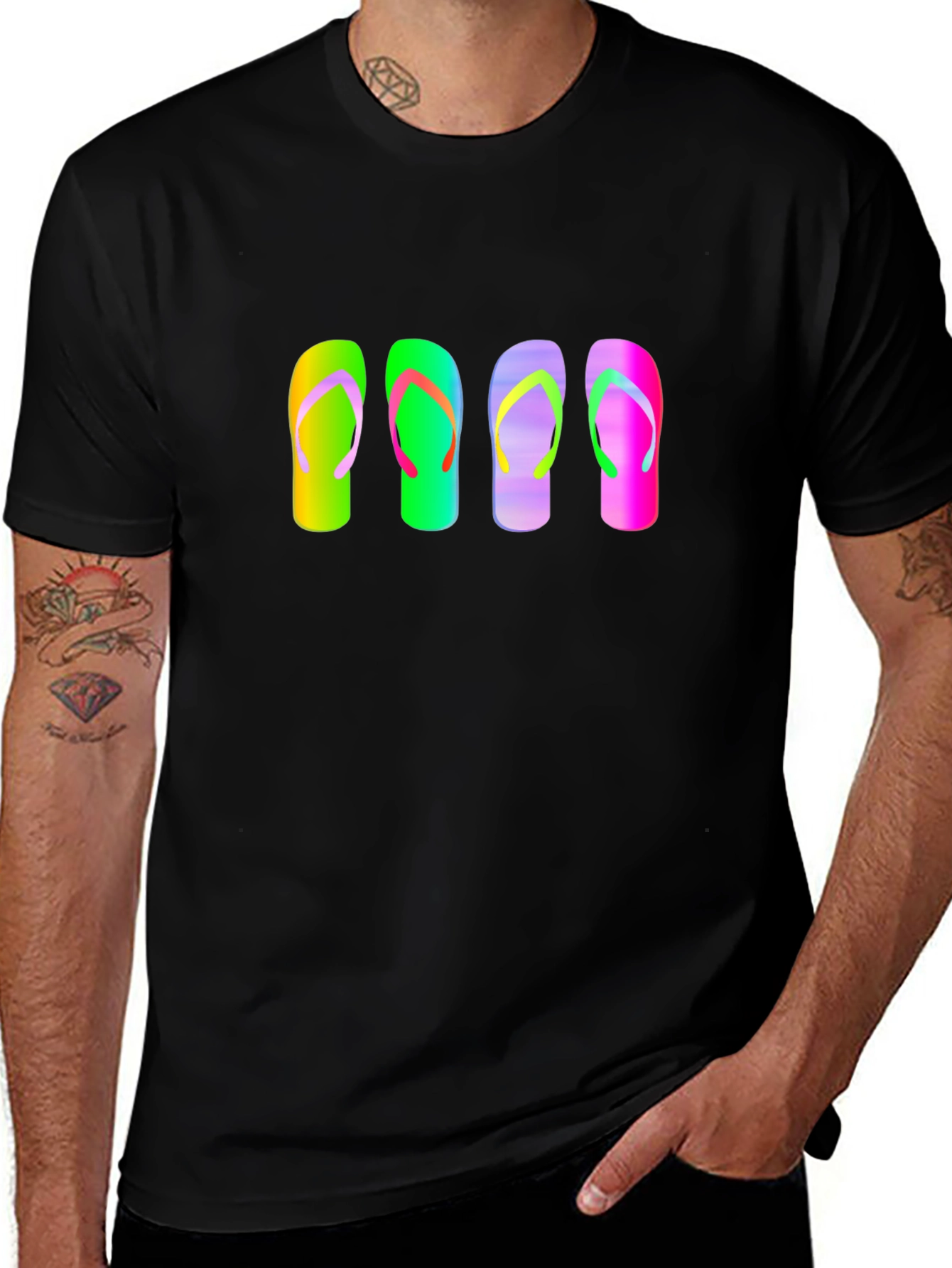 Variant 29 of Flip Flop Graphic Tee - Mens Casual Black T-Shirt
