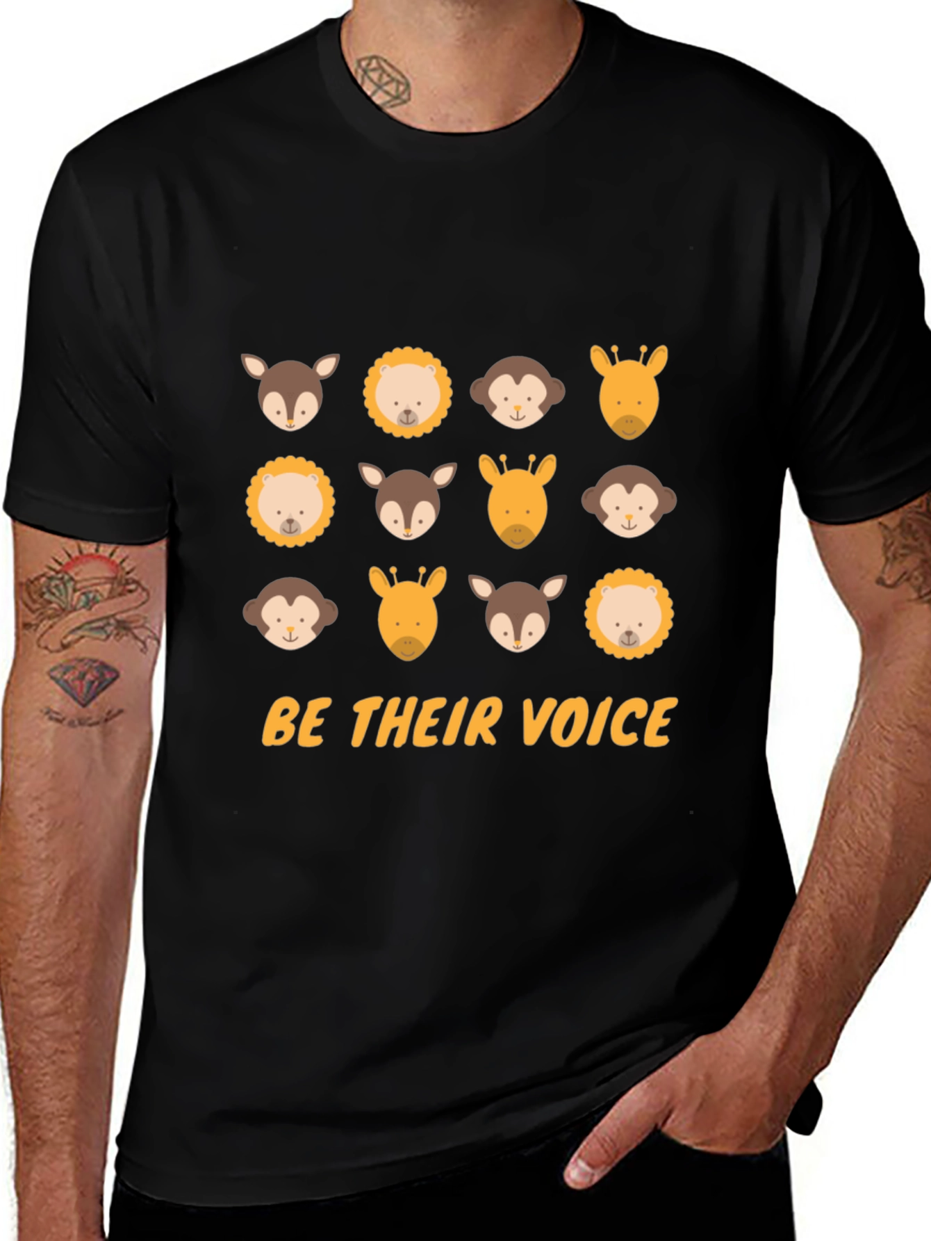 Variant 17 of Animal Lover Tee - Be Their Voice Black T-Shirt