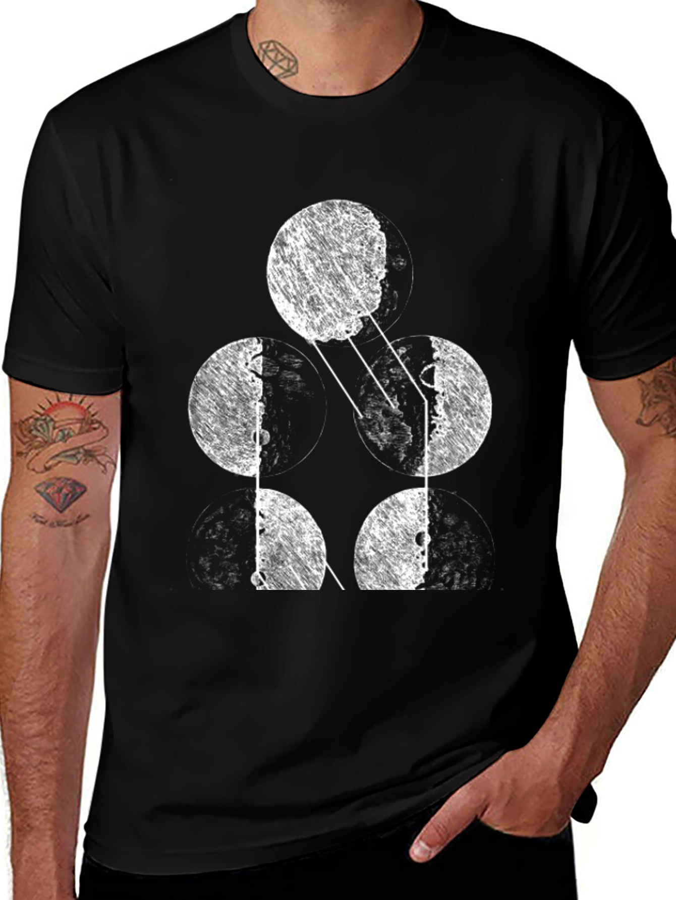 Variant 20 of Abstract Moon Phases Graphic Tee - Black