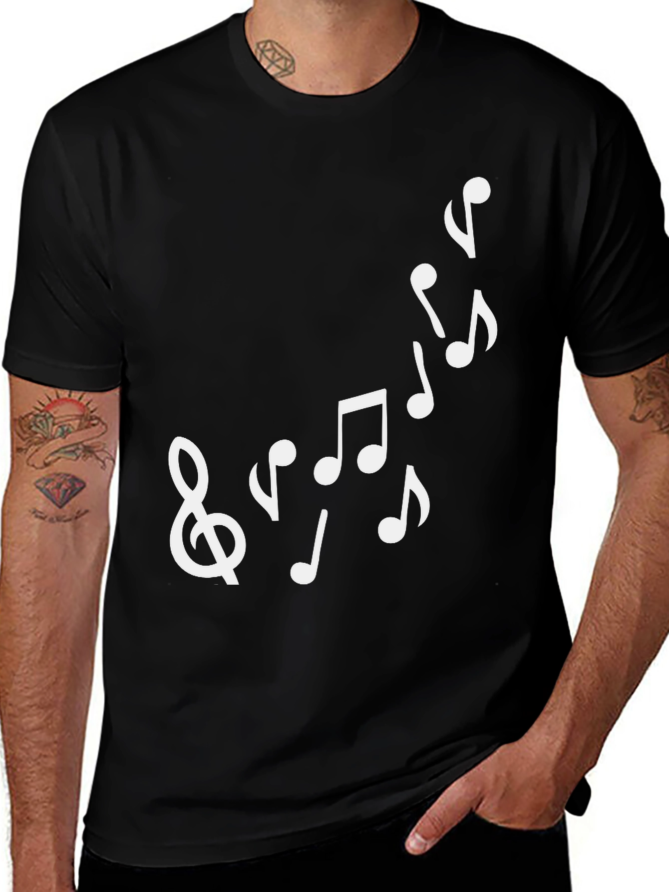 Variant 17 of Musical Notes Black Graphic Tee - Stylish & Unique