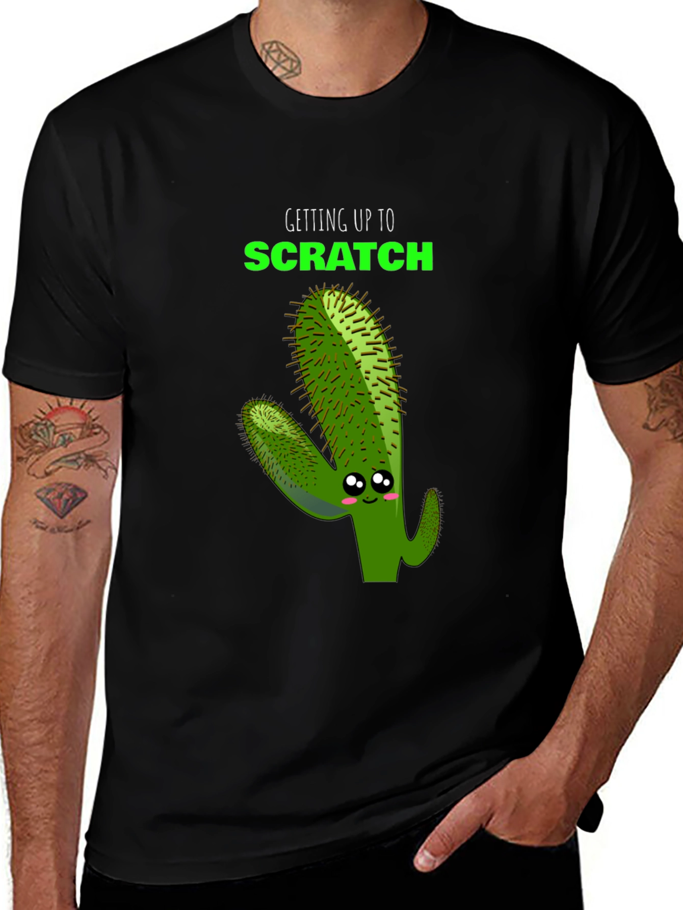 Variant 8 of Funny Cactus T-Shirt - Getting Up to Scratch