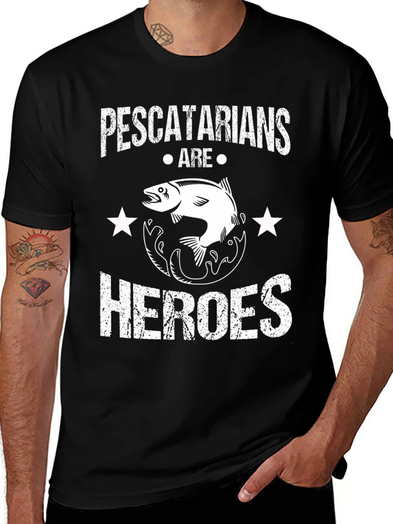 Variant 12 of Pescatarians Are Heroes Graphic T-Shirt