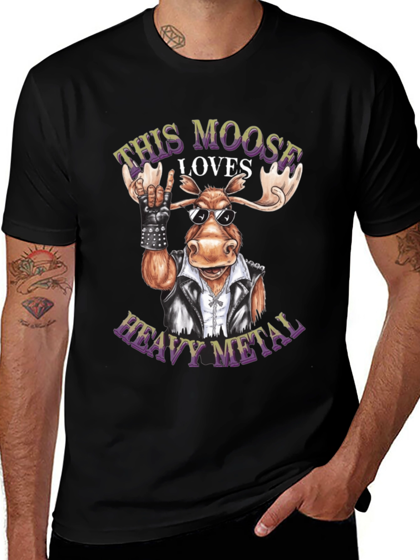 Variant 28 of Heavy Metal Moose Graphic Tee - Rock On!
