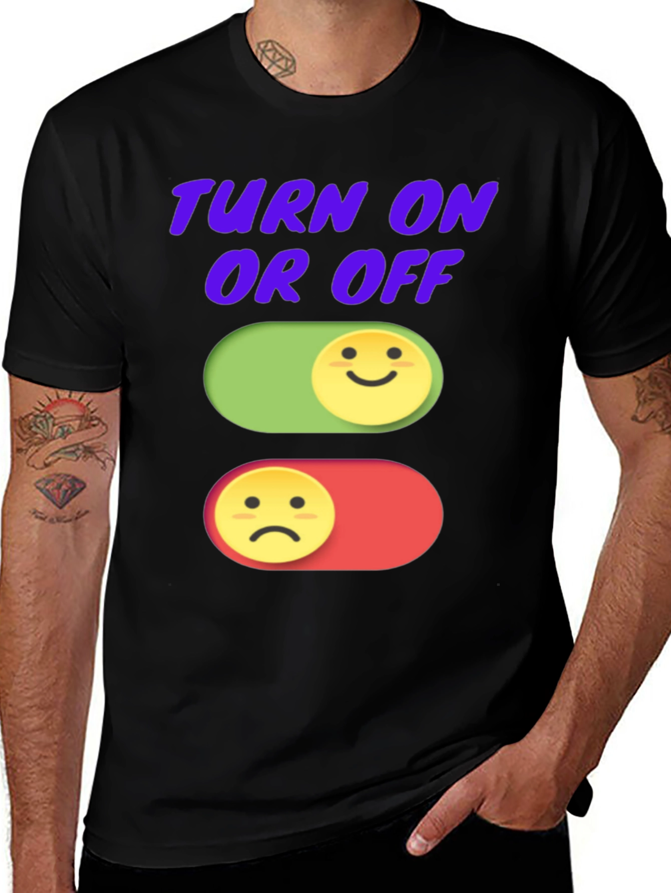 Variant 13 of Turn On Or Off Graphic Tee - Funny Emoji T-Shirt