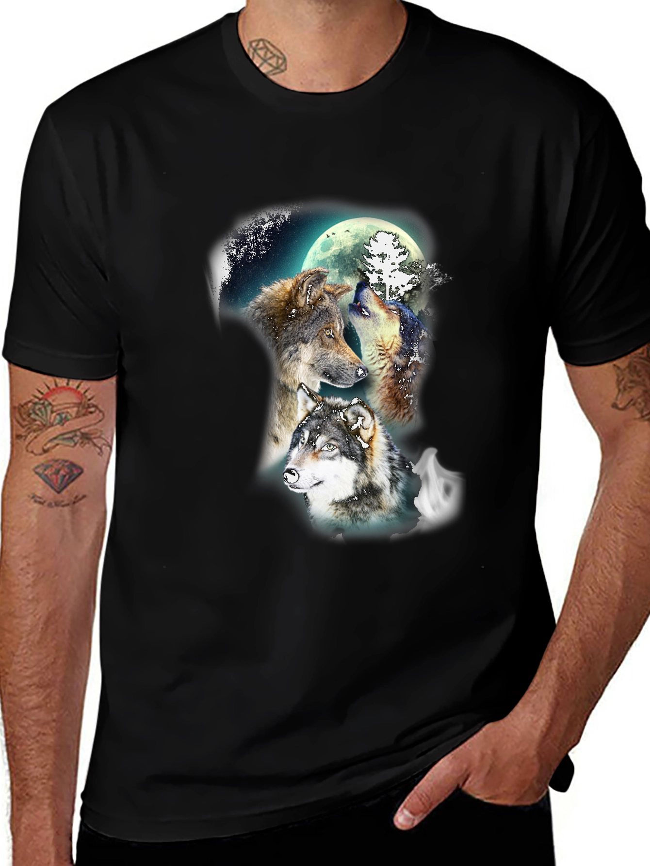 Black Wolf Moon T-Shirt - Men's Graphic Tee main image