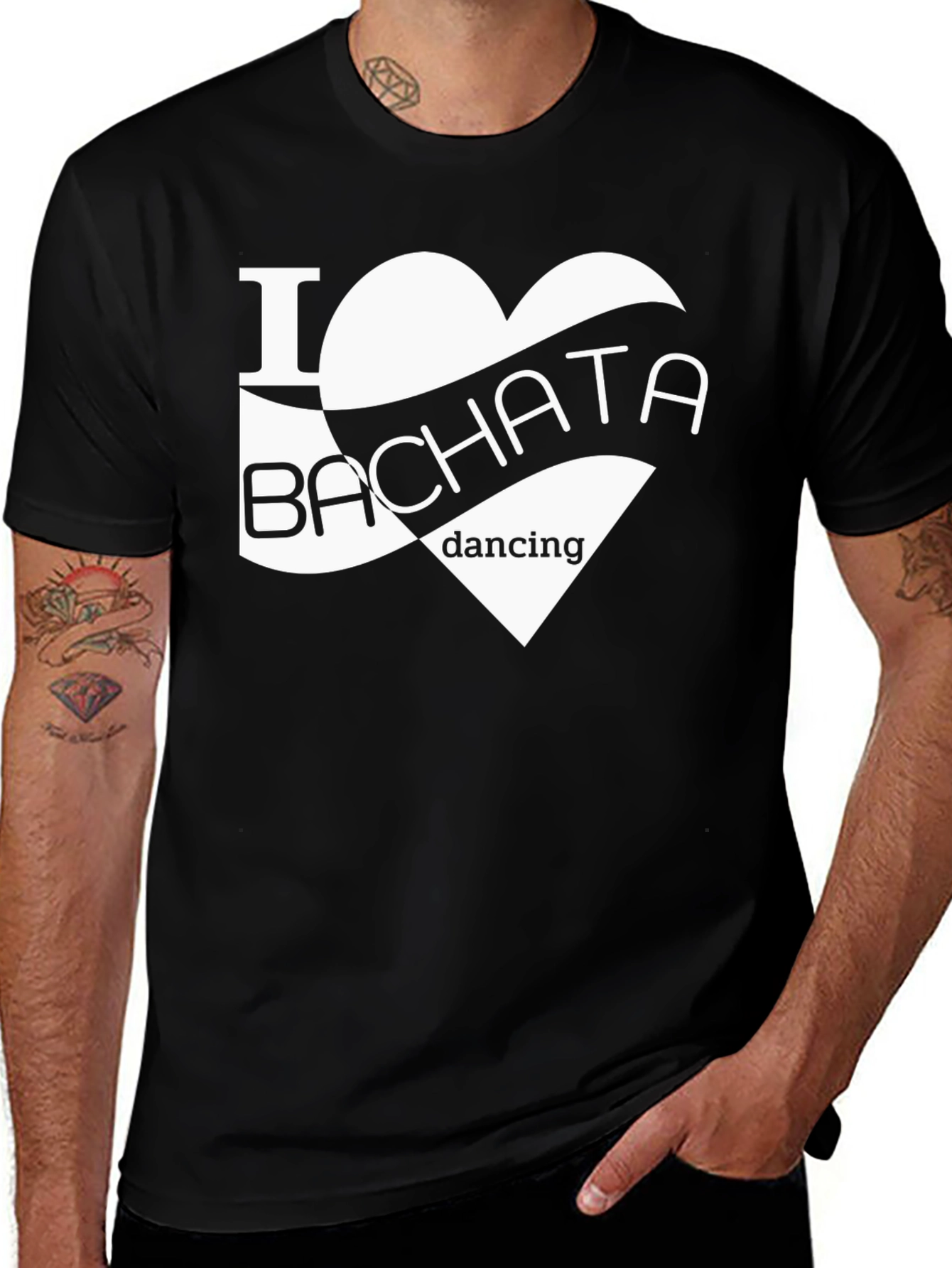 I Love Bachata Dancing Black T-Shirt