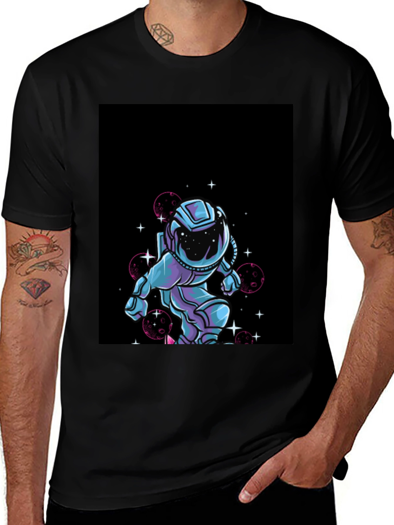 Variant 25 of Astronaut in Space Graphic T-Shirt - Black