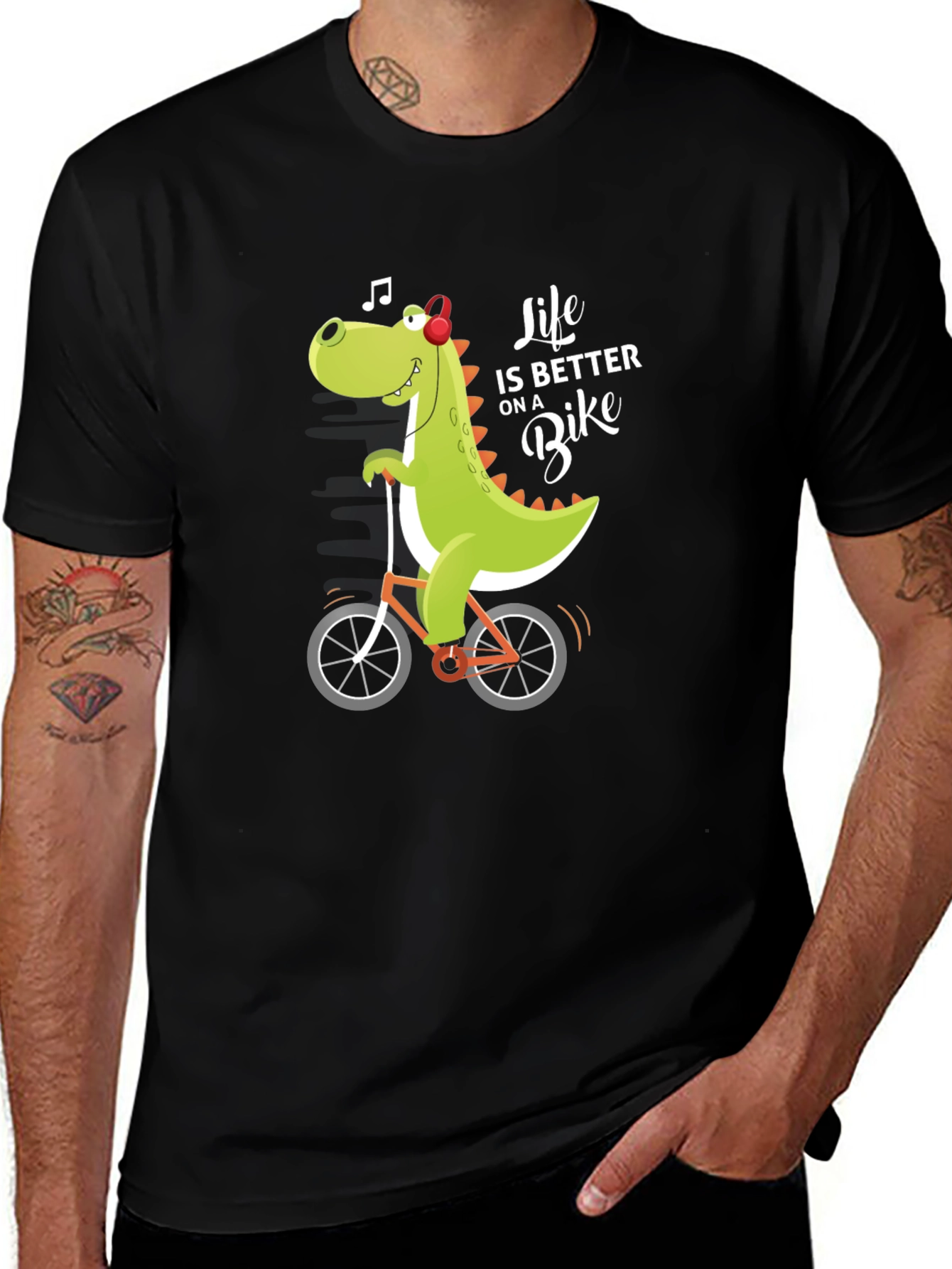 Variant 4 of Dino Bike Ride Graphic Tee - Life Is Better On A Bike