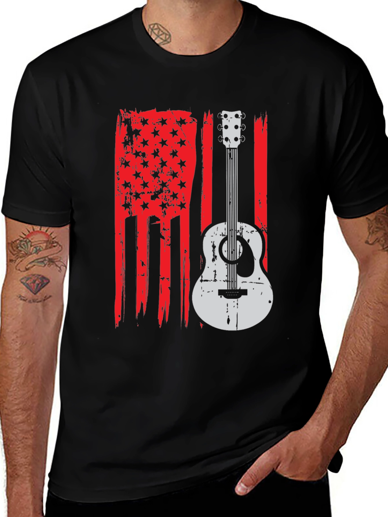 Variant 25 of American Flag Guitar Graphic Tee