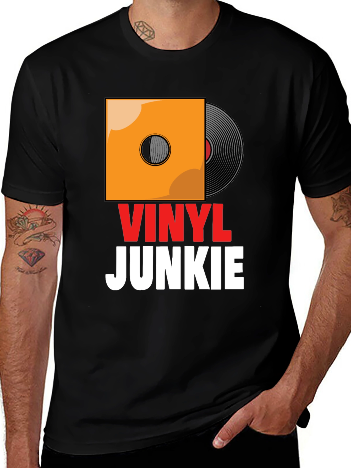 Vinyl Junkie Graphic T-Shirt - Music Lover Tee